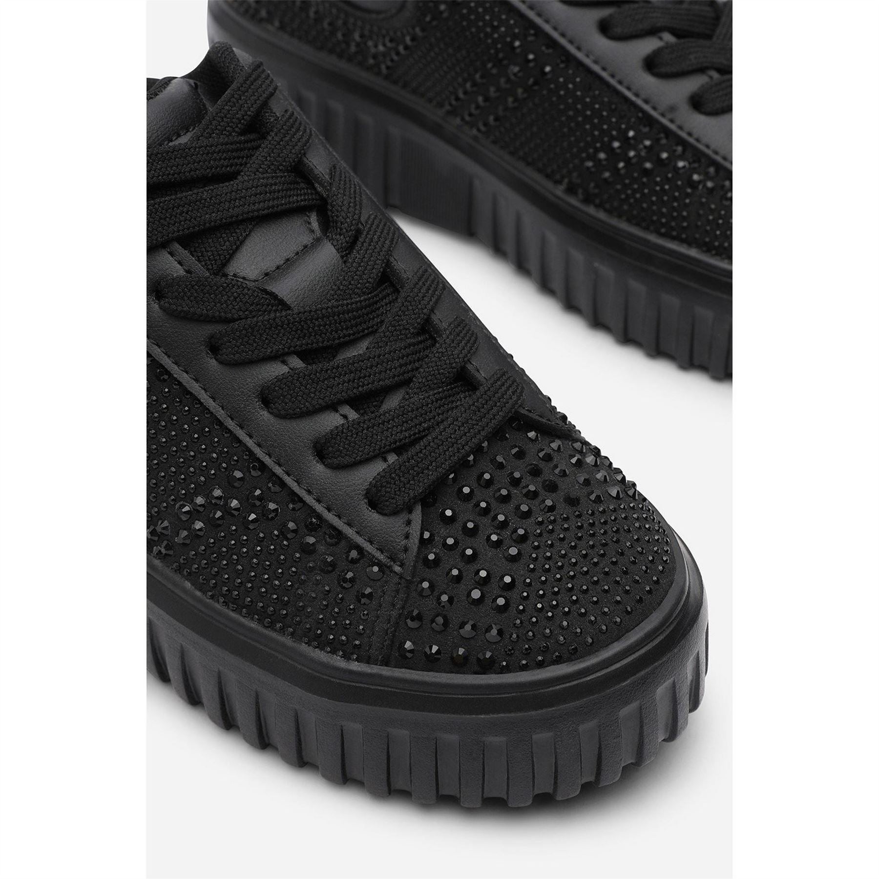 Wheres That From Lace Up Trainer With Diamante Pattern And Chunky Sole