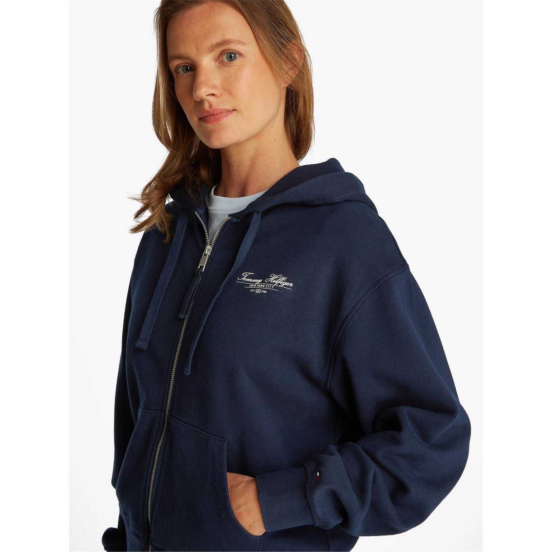 Tommy Hilfiger Script Hooded Ribbed Cuff Sweat Jacket