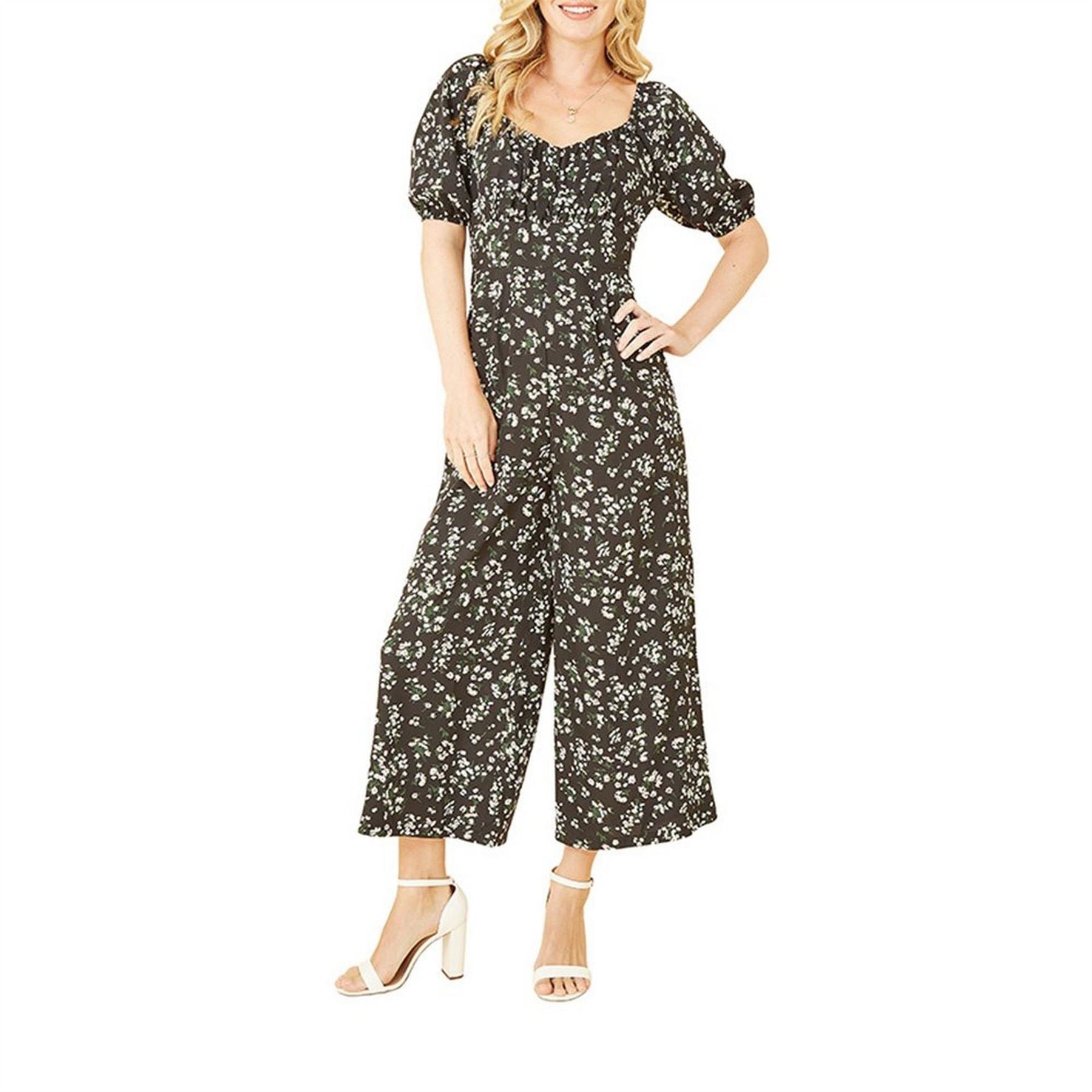 Mela London London Black Daisy Sweetheart Neckline Jumpsuit