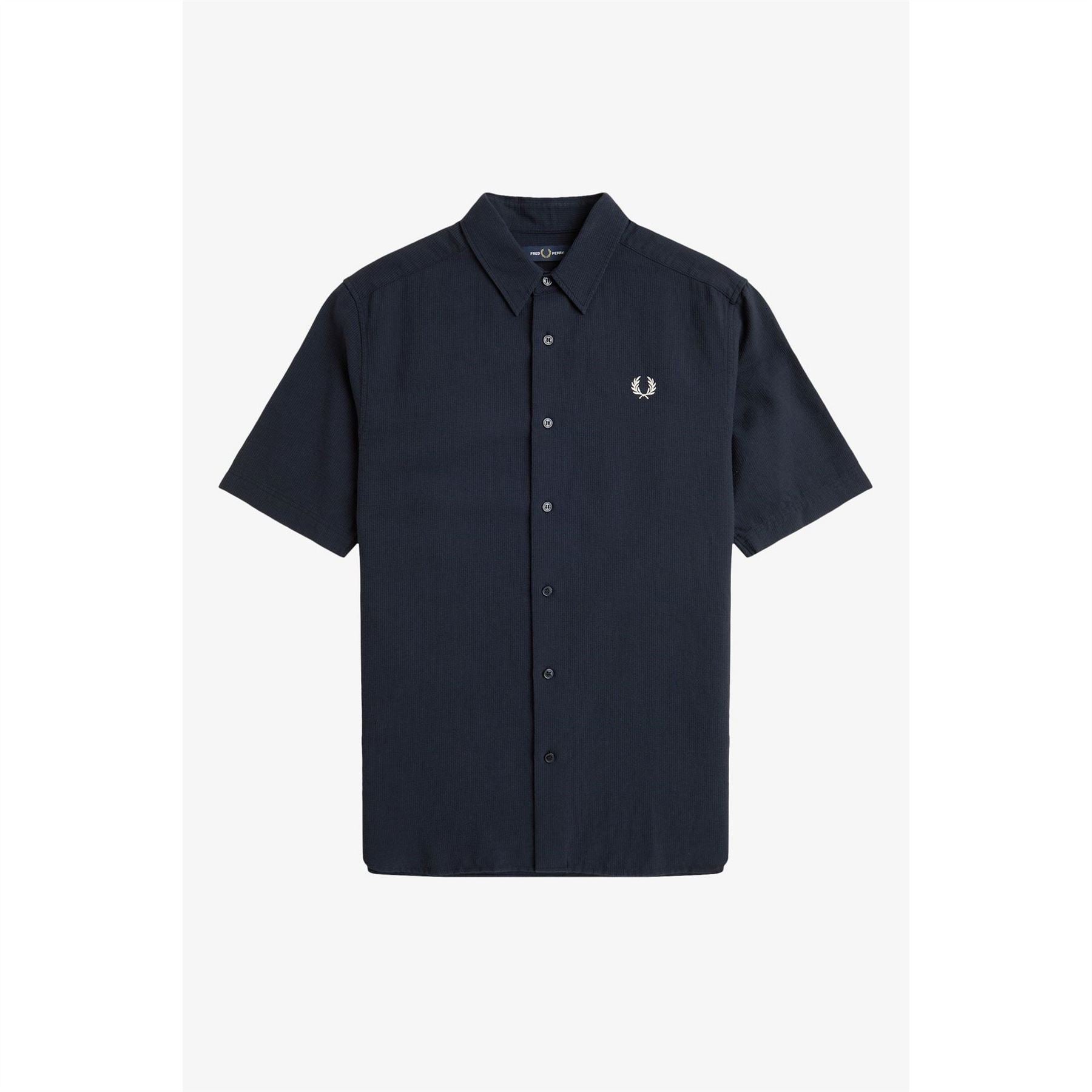 Fred Perry Seersucker Short Sleeve Patterned Shirt