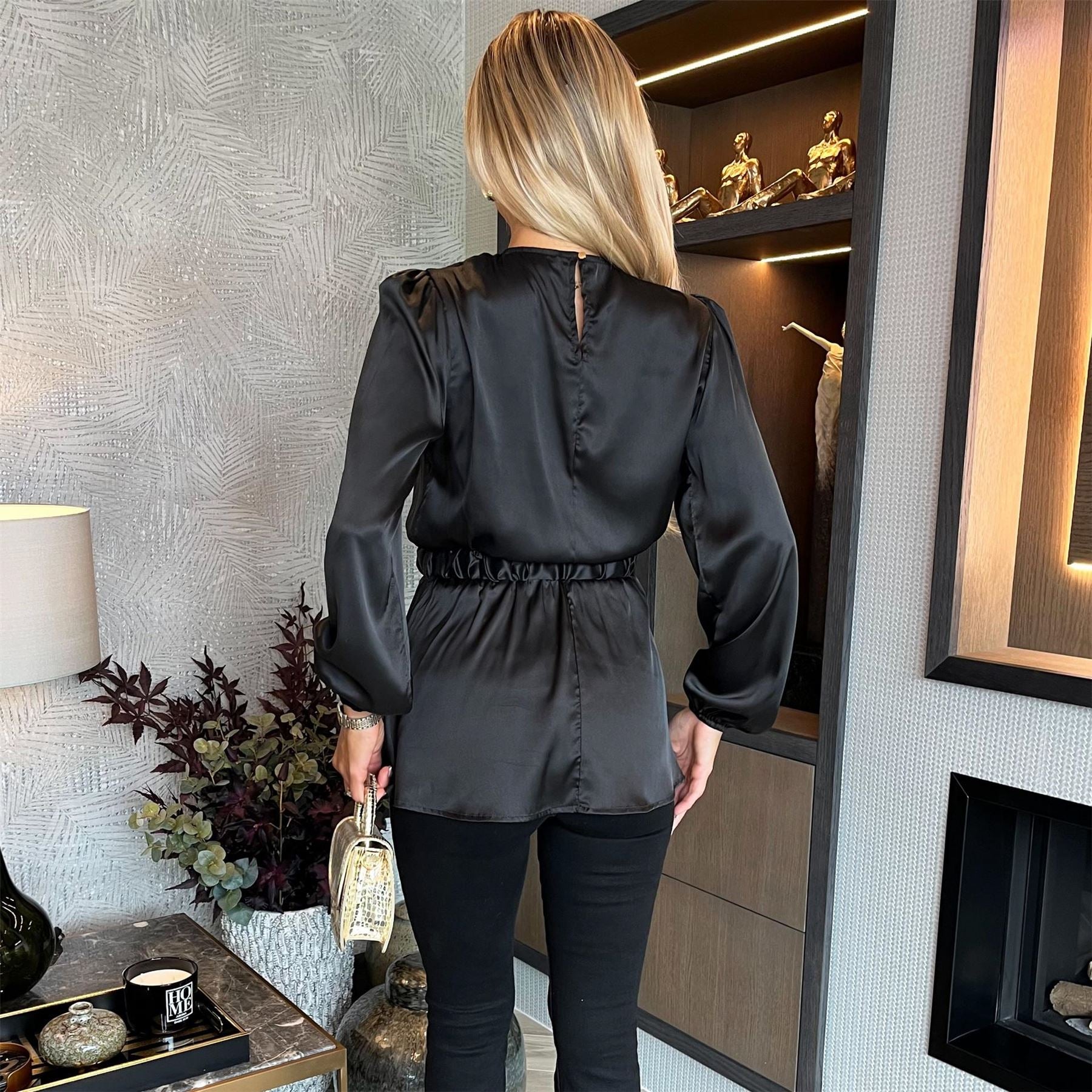 AX Paris Long Sleeve Gold Detail Belt Top