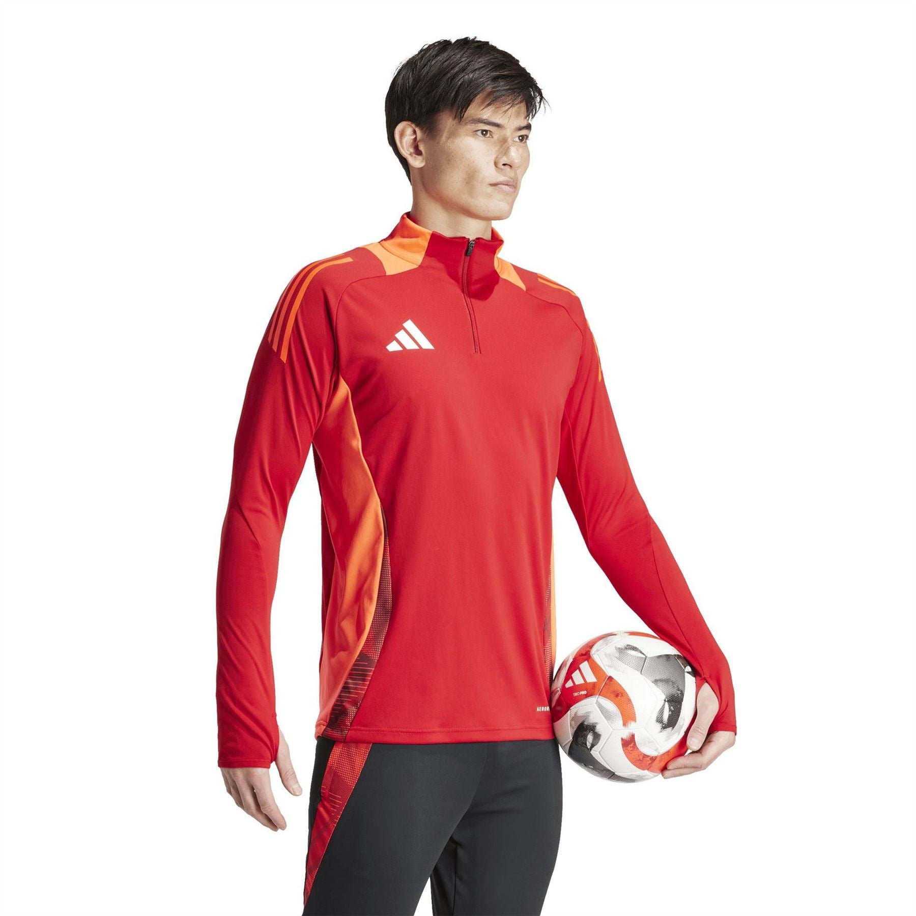 adidas Tiro24 Zip Neck Band Collar Long Sleeve Athletic Top