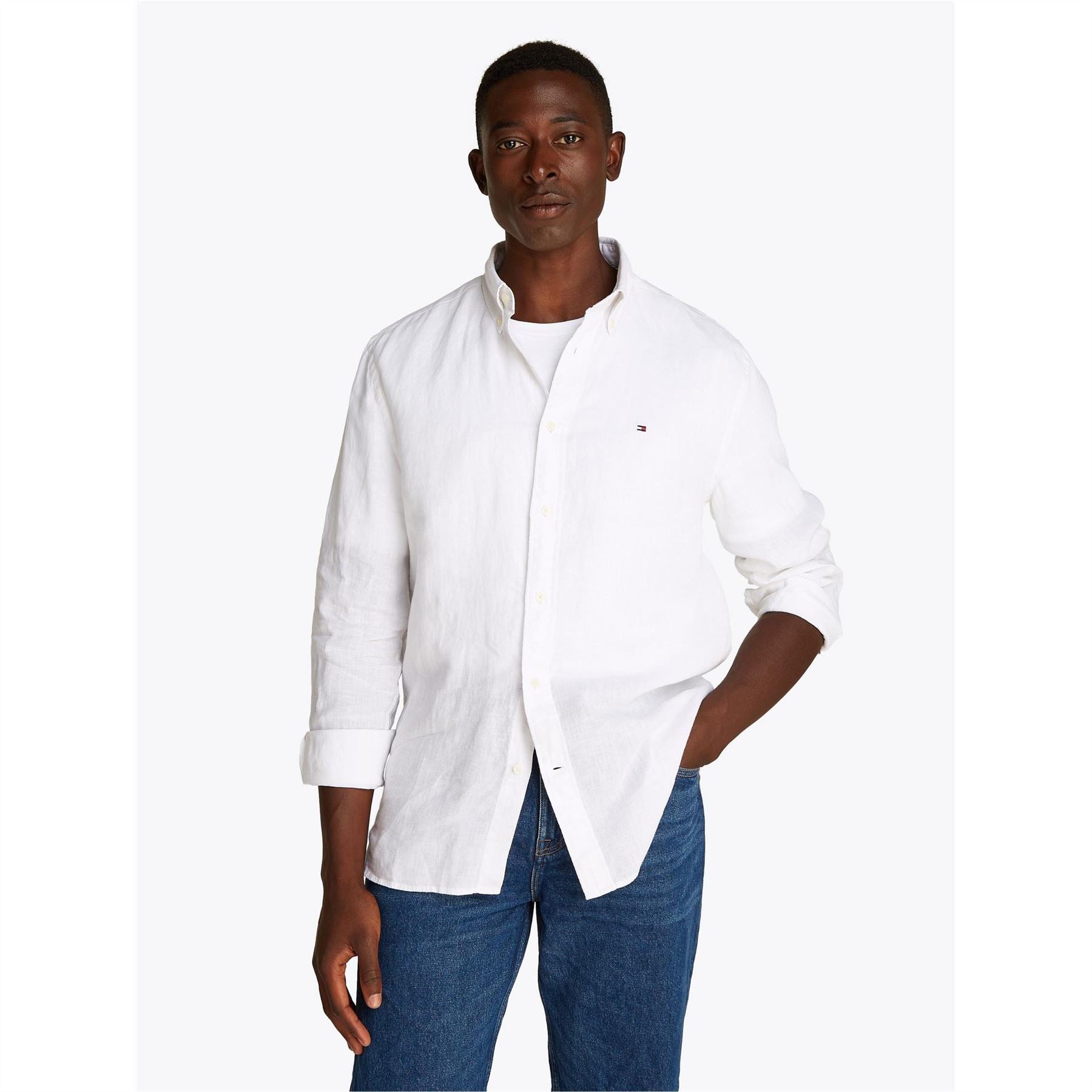 Tommy Hilfiger Pigment Dyed Long Sleeve Plain Shirt