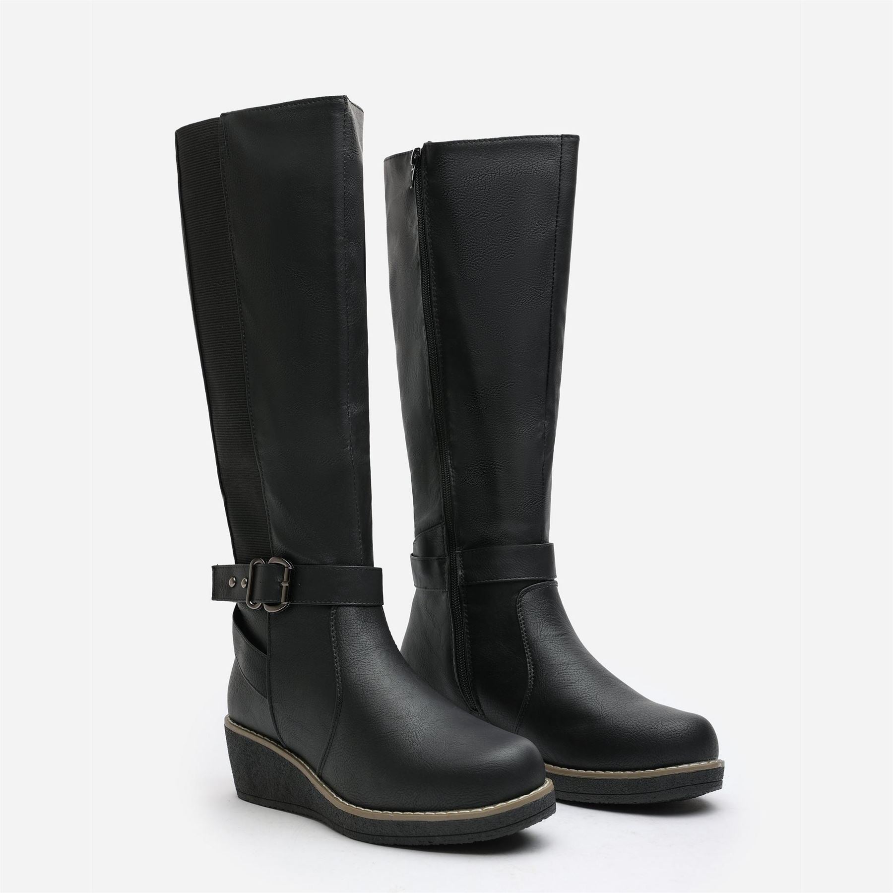 Wheres That From Ayleen Knee High Wedge Boots with Zipper