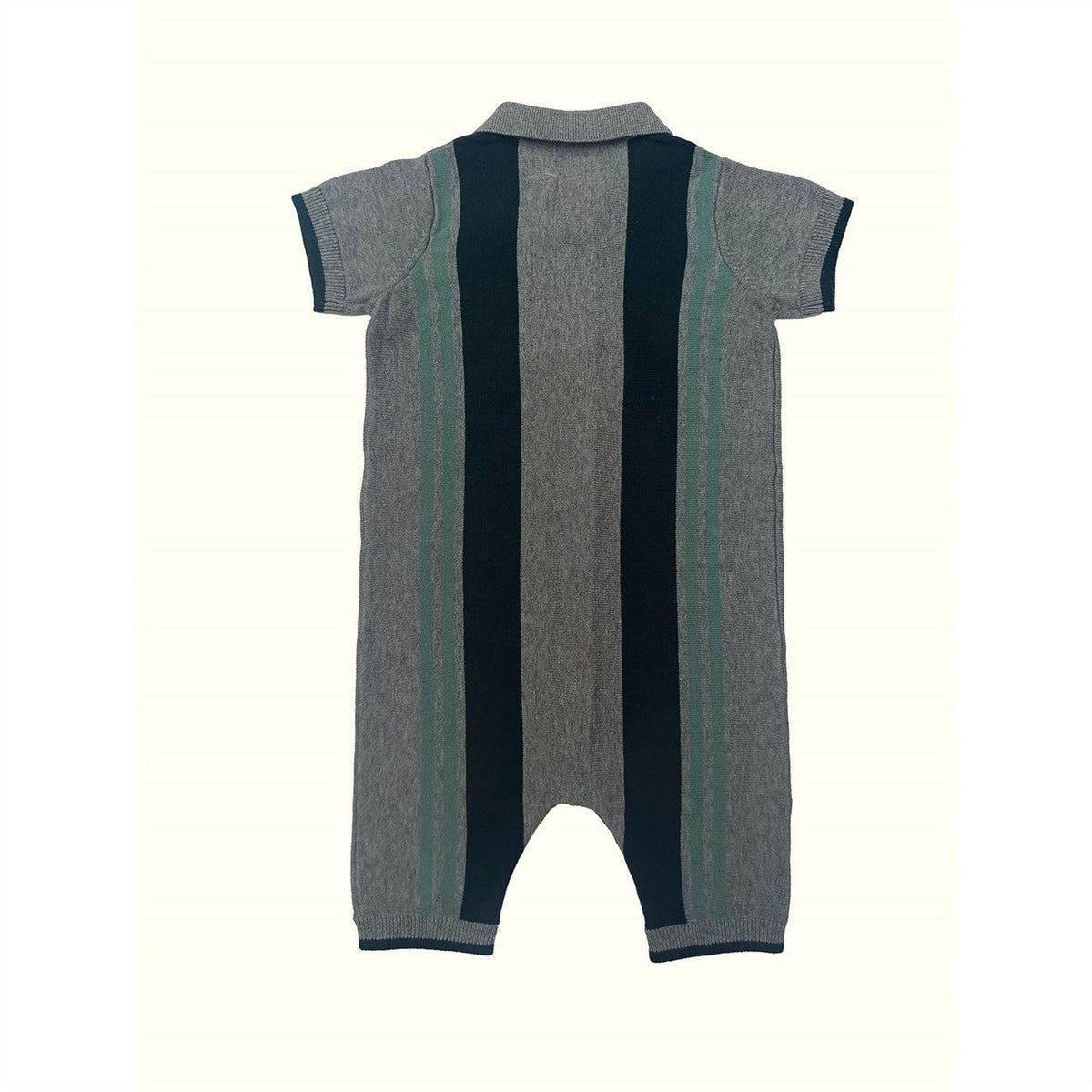 Pretty Green Baby Collared Neck Short Sleeve Vertical Stripe Playsuit