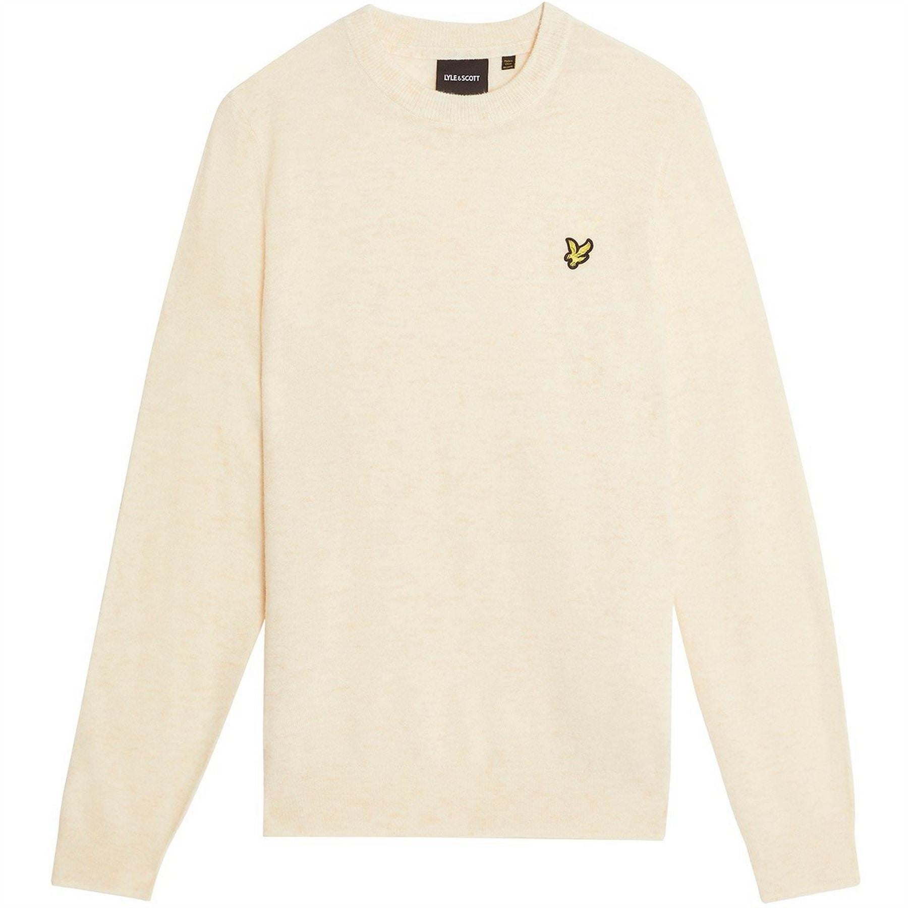 Lyle and Scott Embroidered Crew Neck Ribbed Collar Long Sleeve Sweater