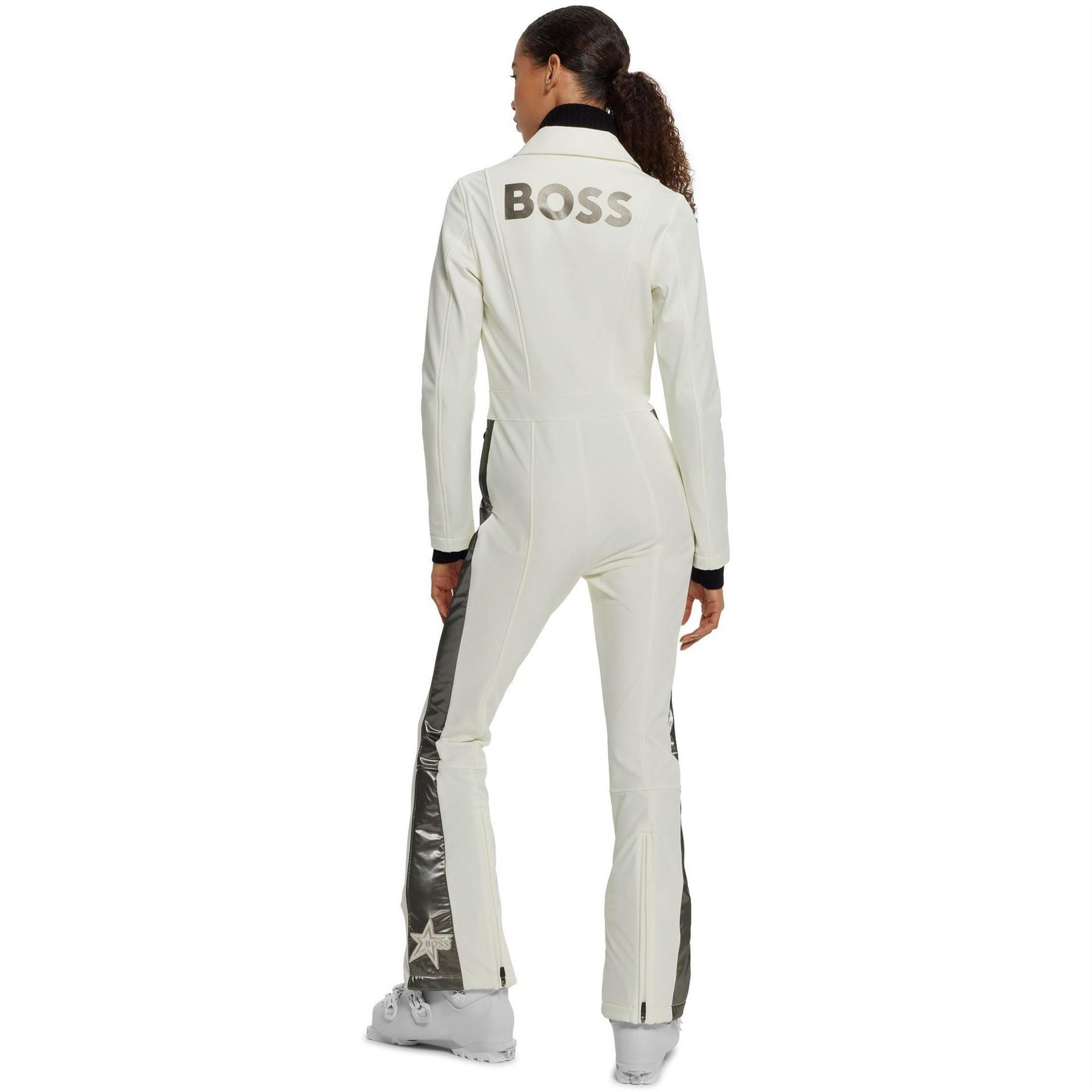 Boss Collared Neck Long Sleeve Solid Patterned Skisuit