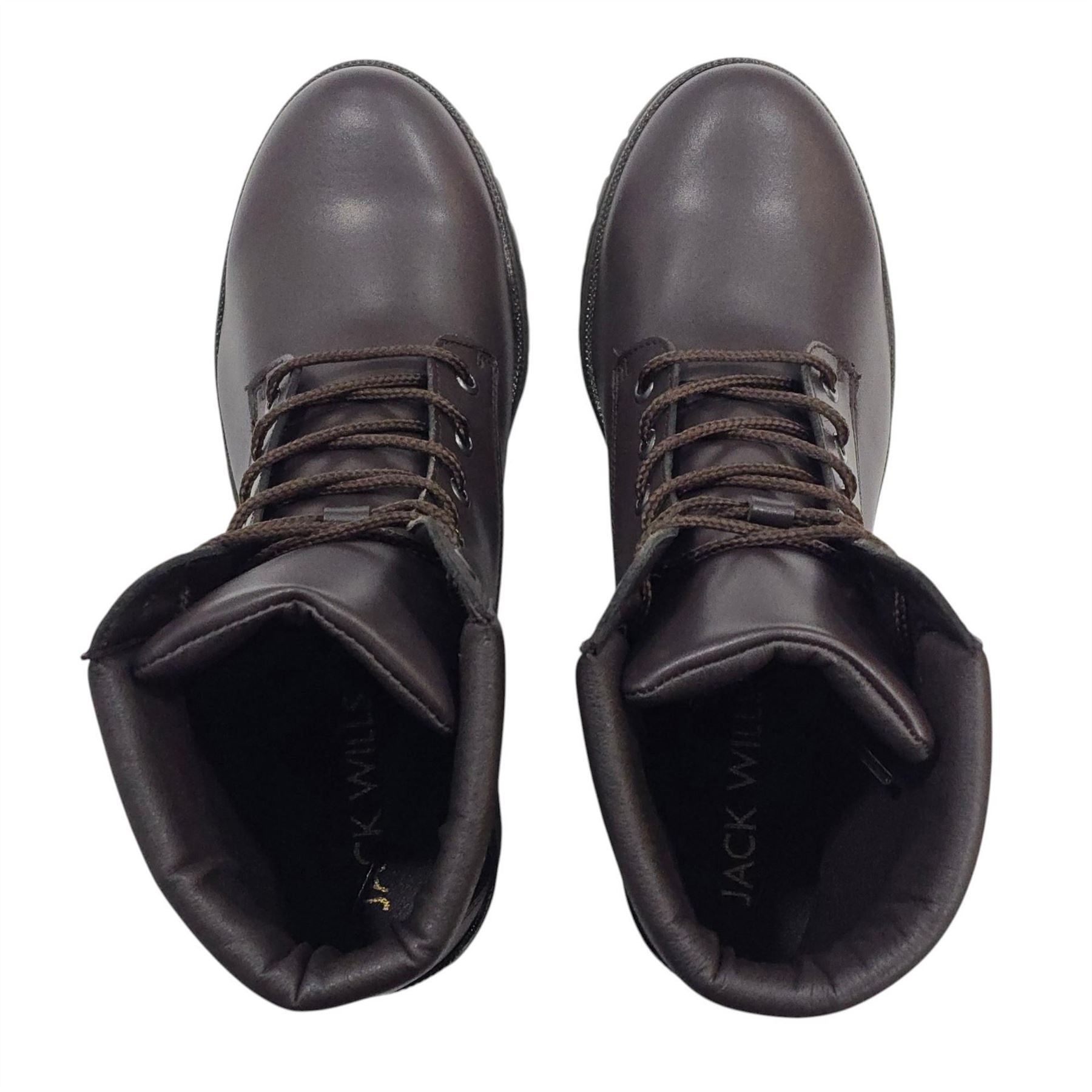 Jack Wills Premium Leather Block Heel Lace Up Ankle Boots