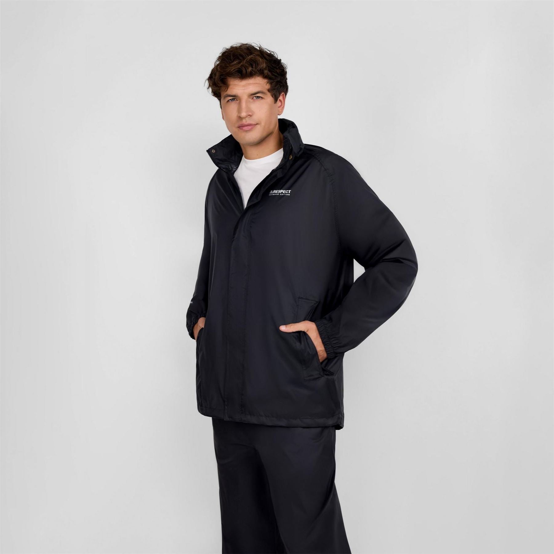 Minoti Men Packaway Waterproof Jacket With Zip Front Black Xs 3xl