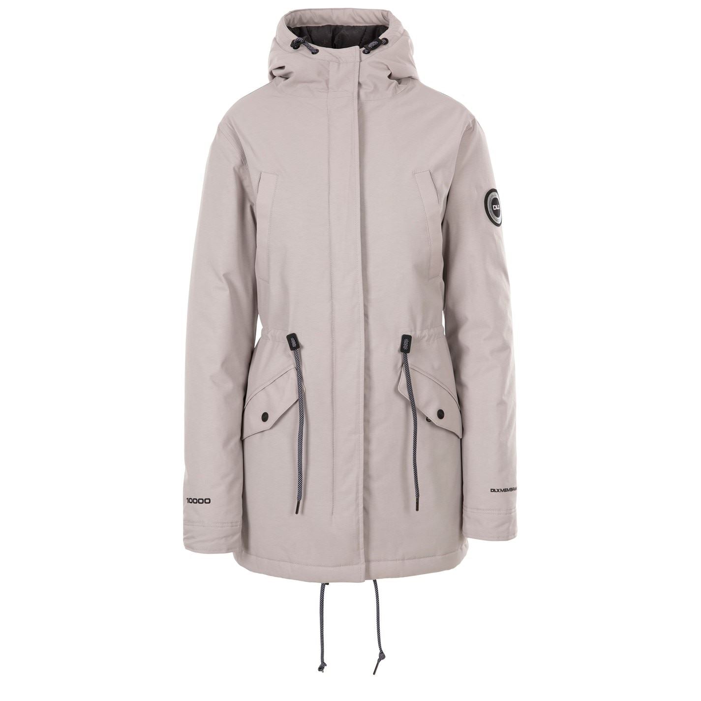 DLX Mae Solid Patterned Hooded Drawstring Parka Jacket