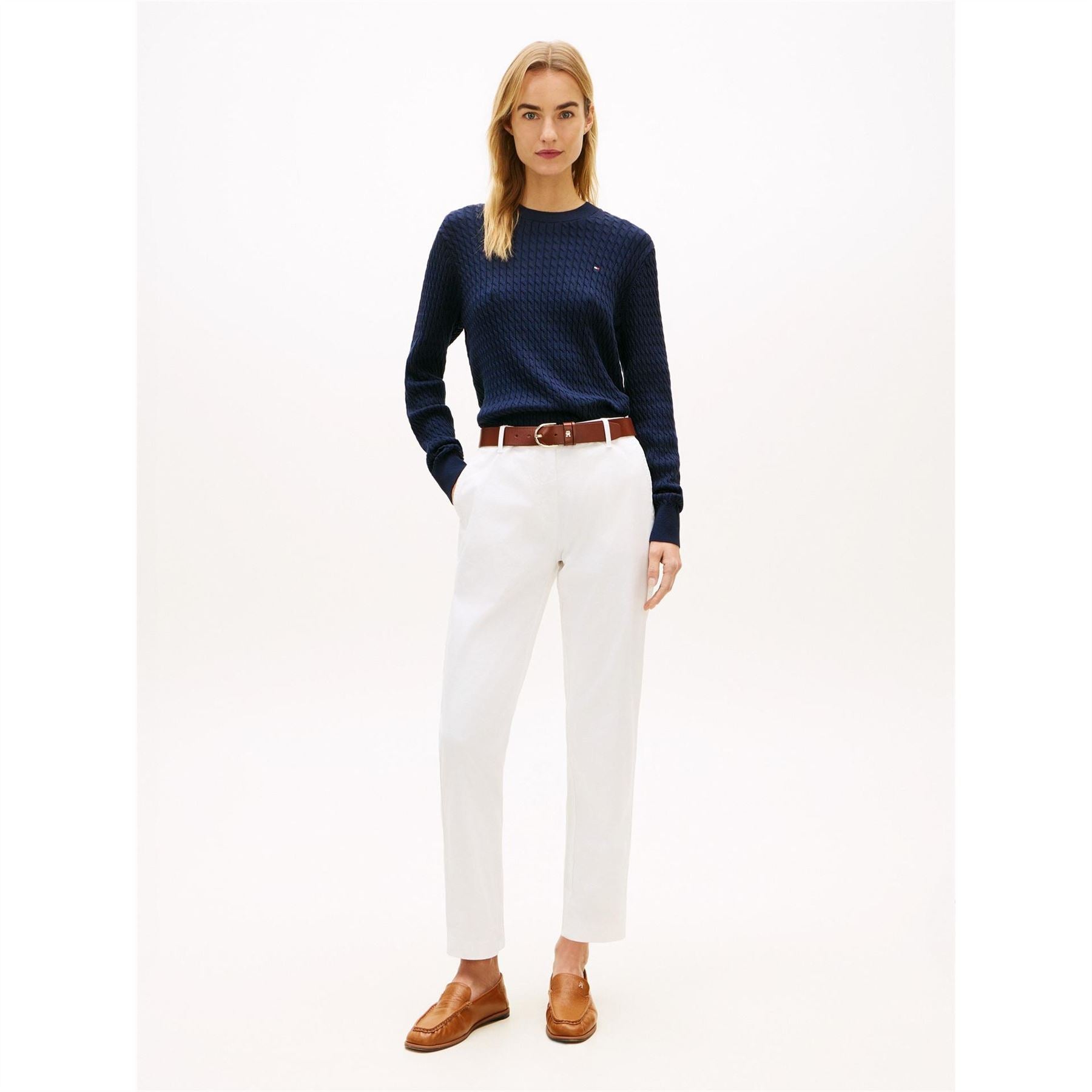 Tommy Hilfiger Cable Detail Crew Neck Long Sleeve Sweater