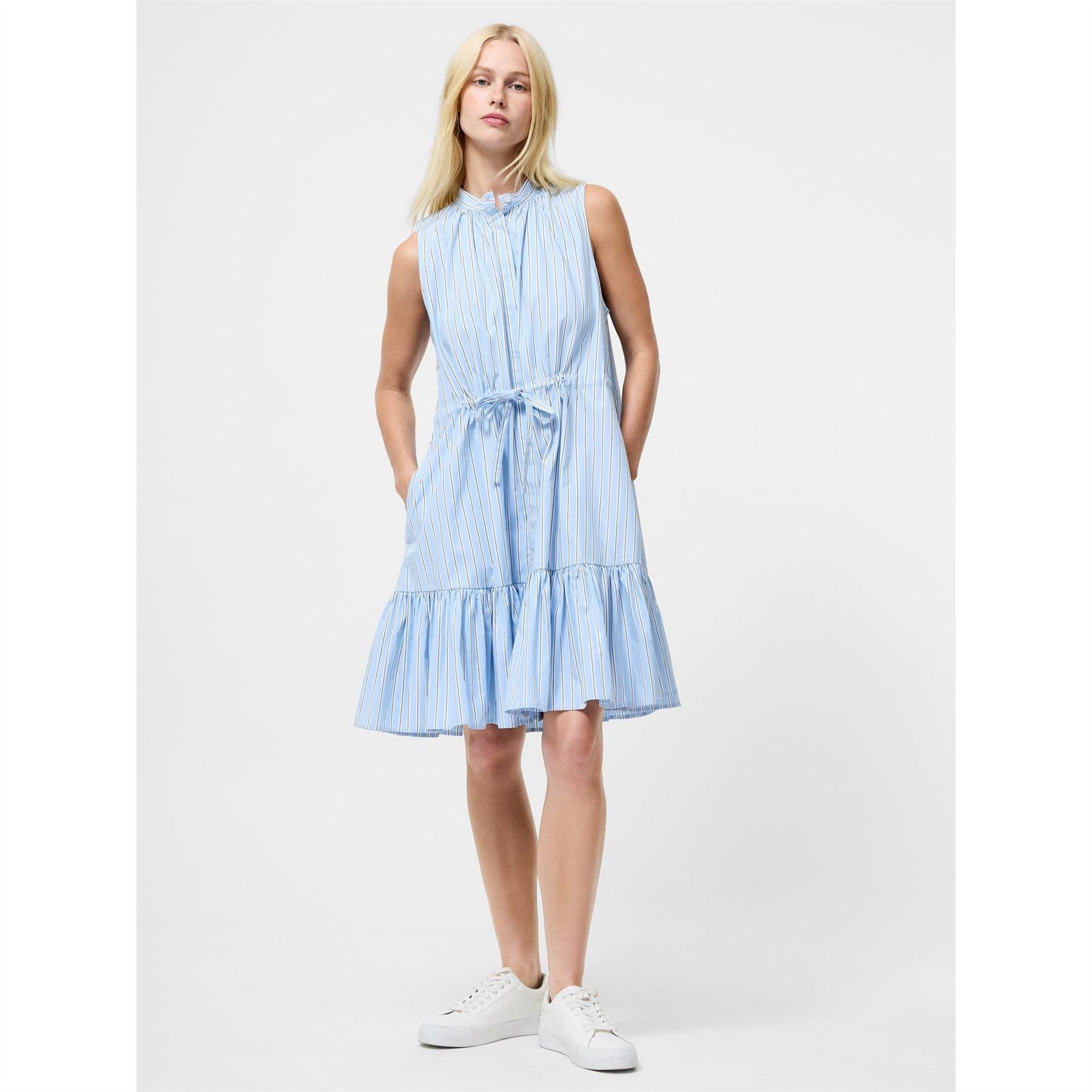 French Connection Era High Neck Knee Length Tiered Dress