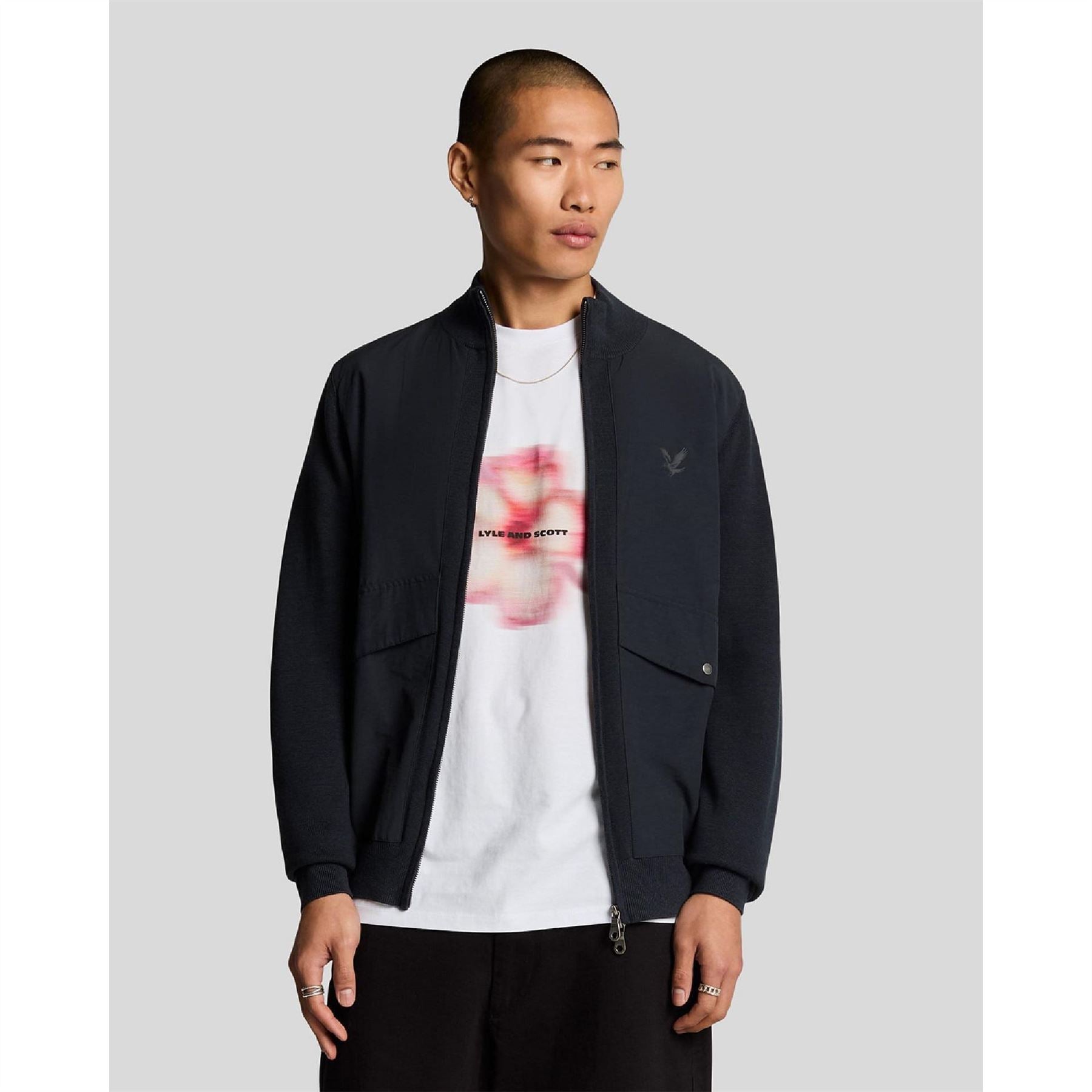 Lyle and Scott Hybrid Full Zip Knitted Jacket