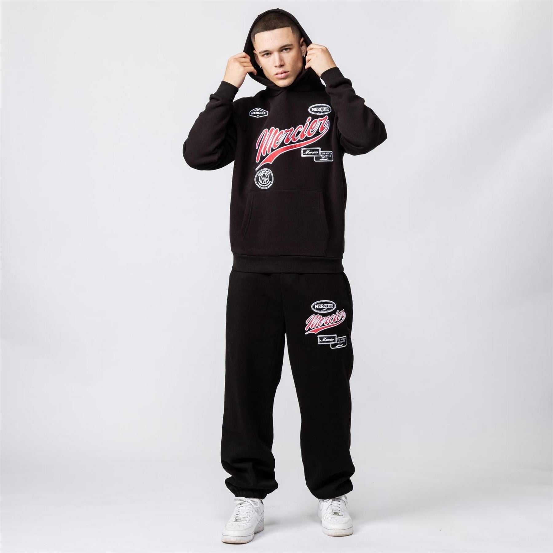 Mercier Embroidered Hooded Long Sleeve Sweatshirt