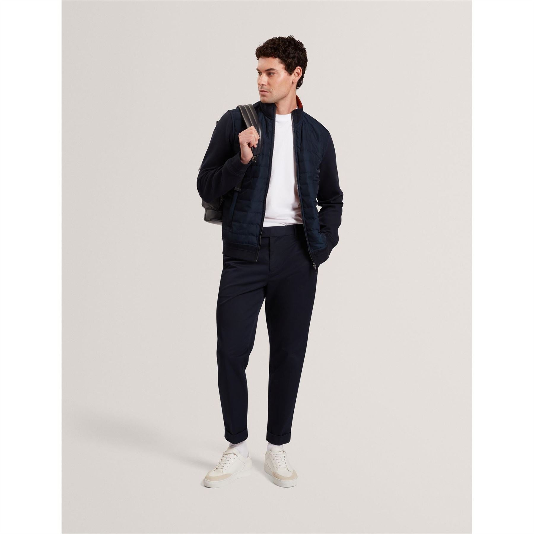 Ted Baker Solid Patterned Hybrid Jacket with Ribbed Cuff