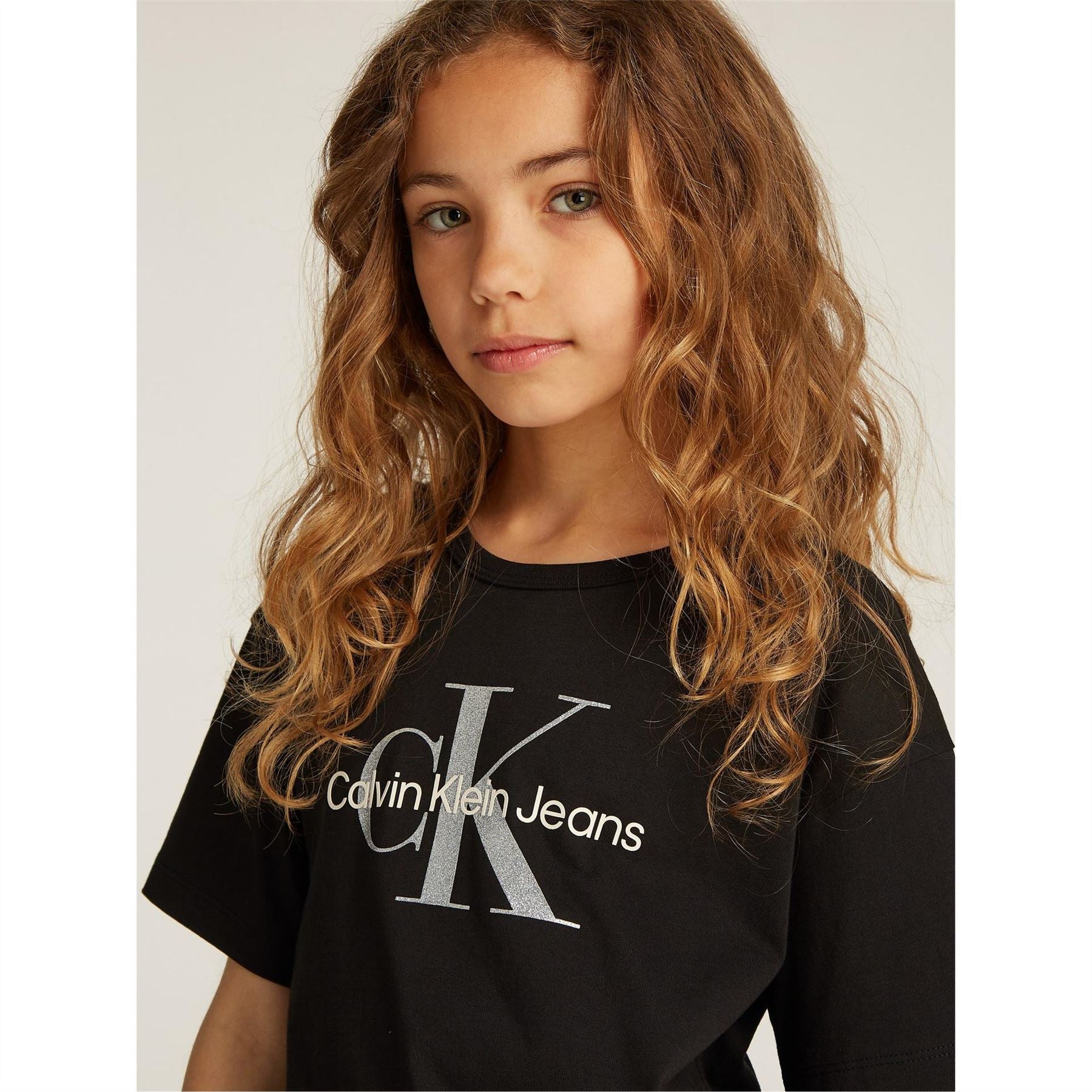 Calvin Klein Jeans Regular Fit Glitter Short Sleeve Crew Neck T-Shirt