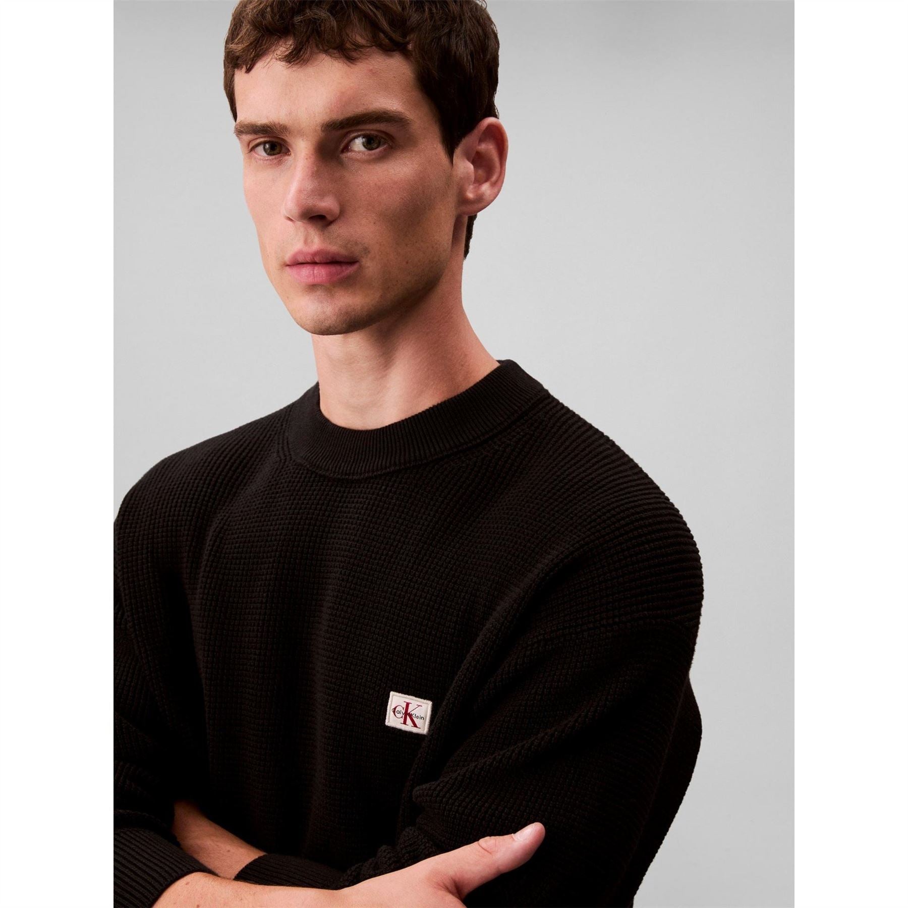 Calvin Klein Jeans Crew Neck Ribbed Collar Long Sleeve Sweater