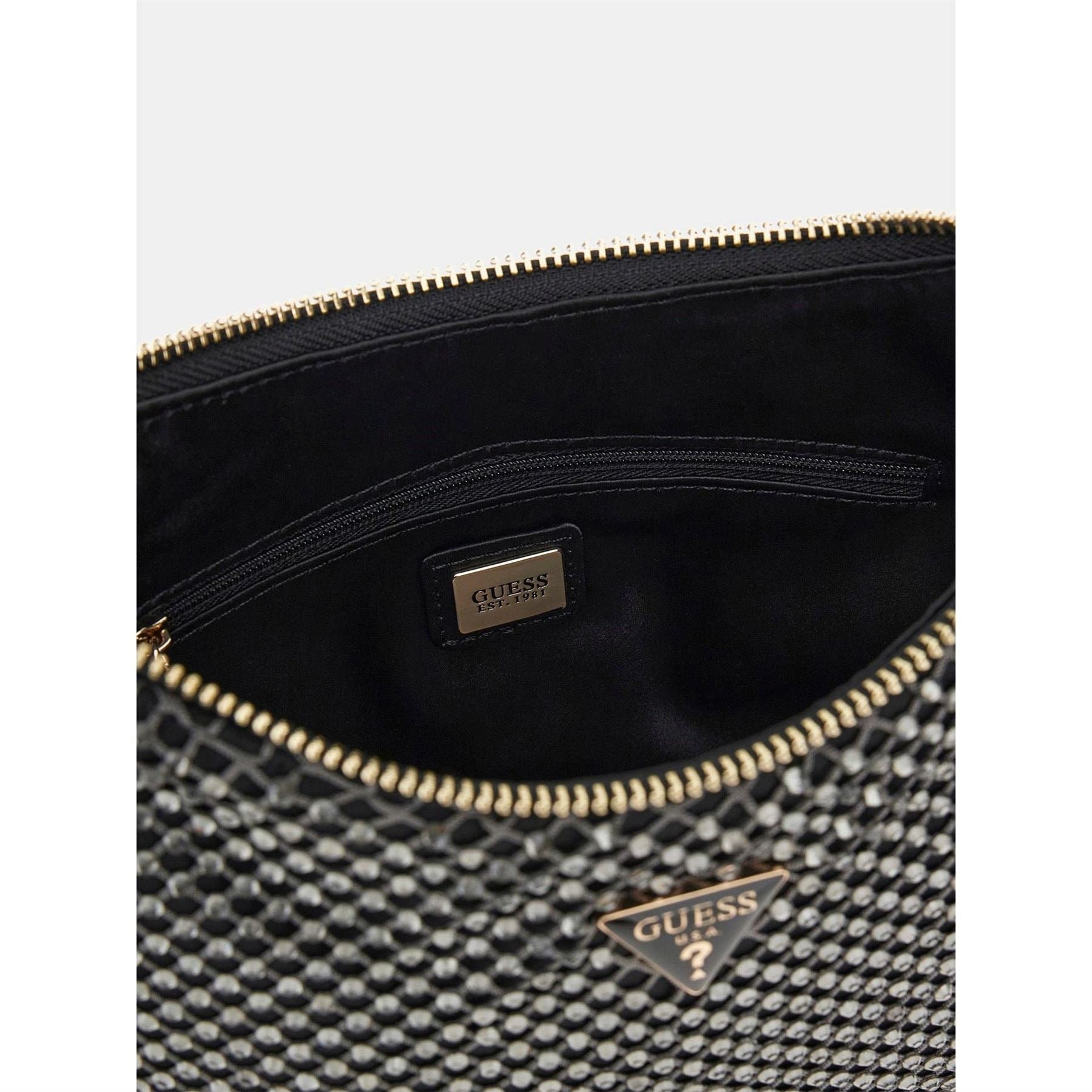Guess Geometric Patterned Zalina Hobo Bag with Chain