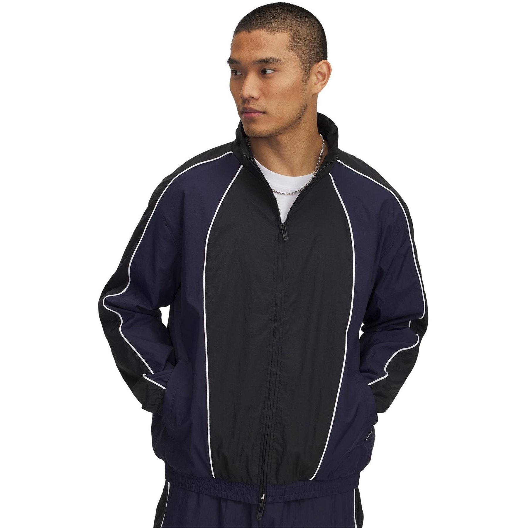 Under Armour Solid Patterned Ribbed Cuff Track Jacket with Logo Badge