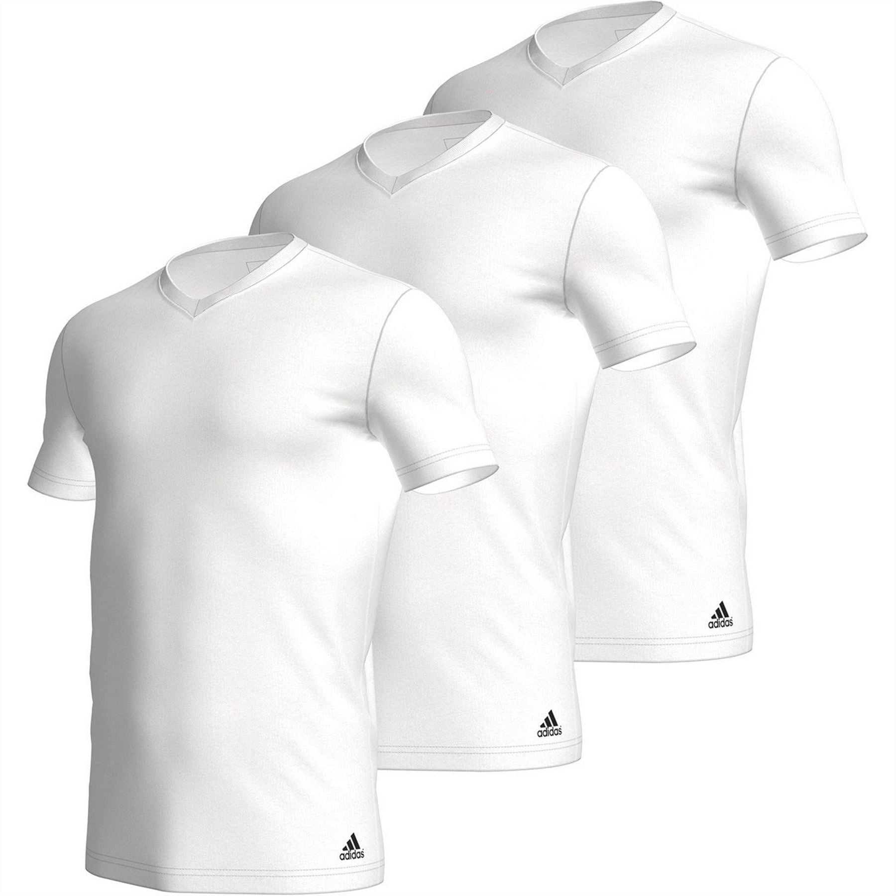 adidas Mens 3 Pack Active Core Cotton V Neck T-Shirt