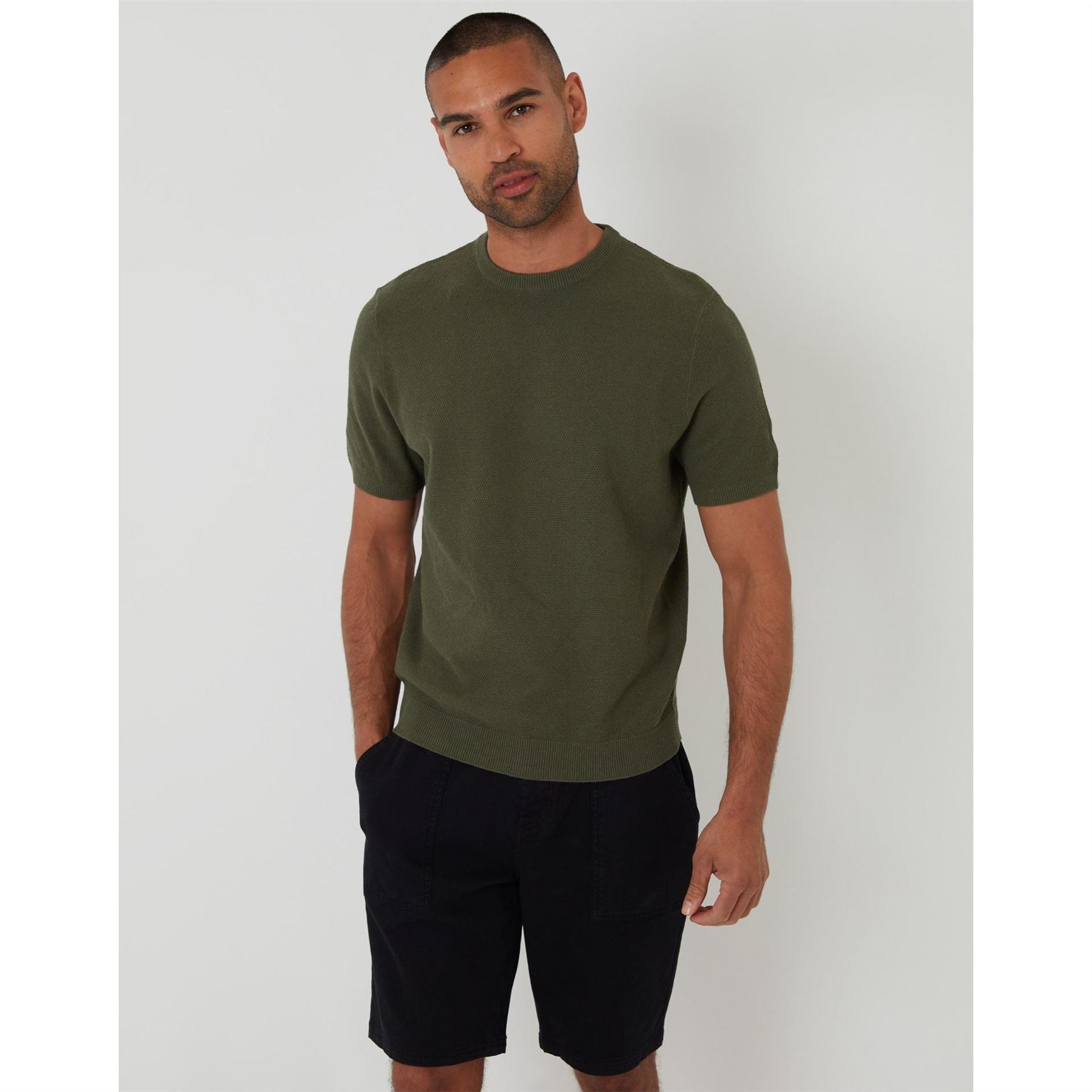 Threadbare Crew Neck Ribbed Collar Short Sleeve T-Shirt