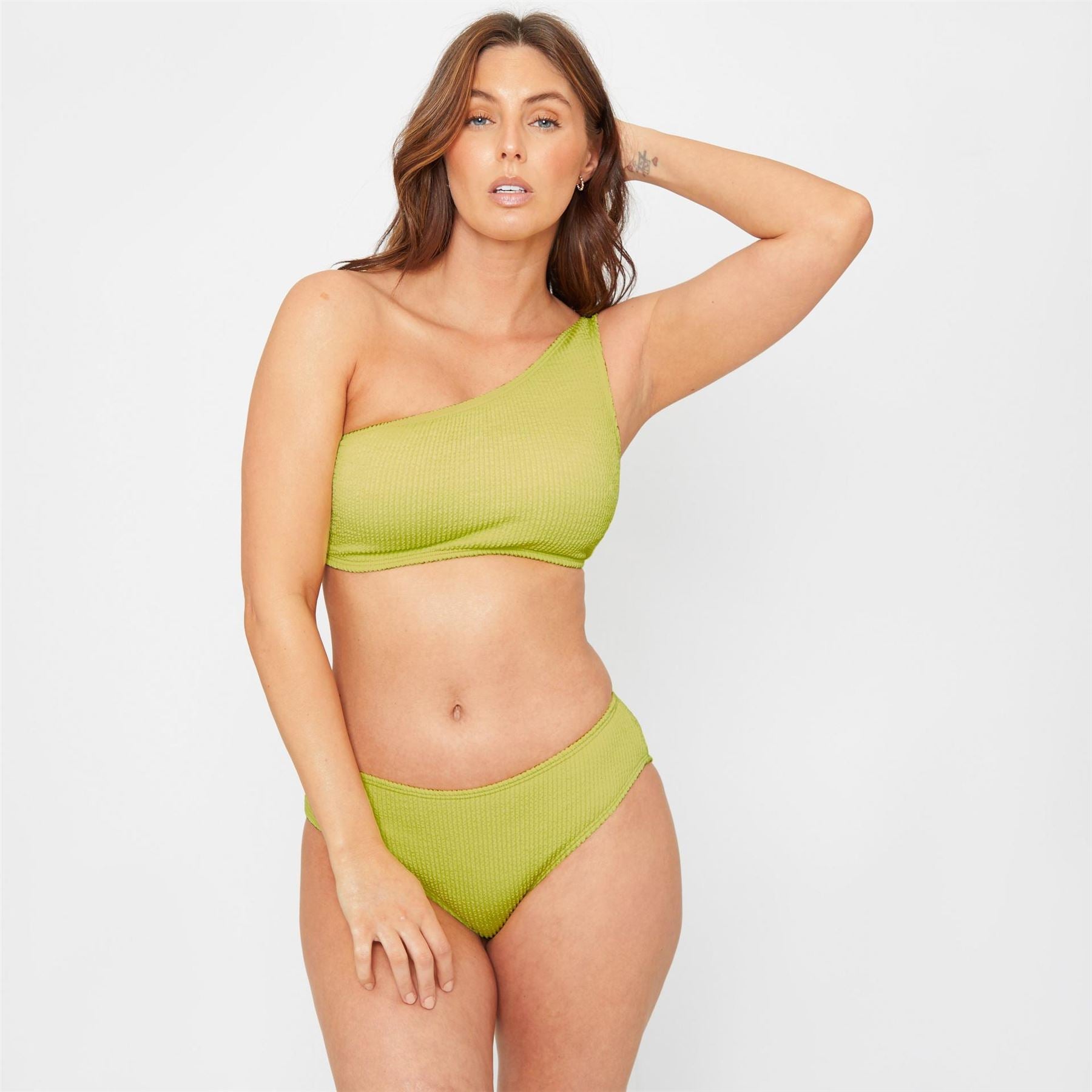 Be You Textured One Shoulder Bikni Top