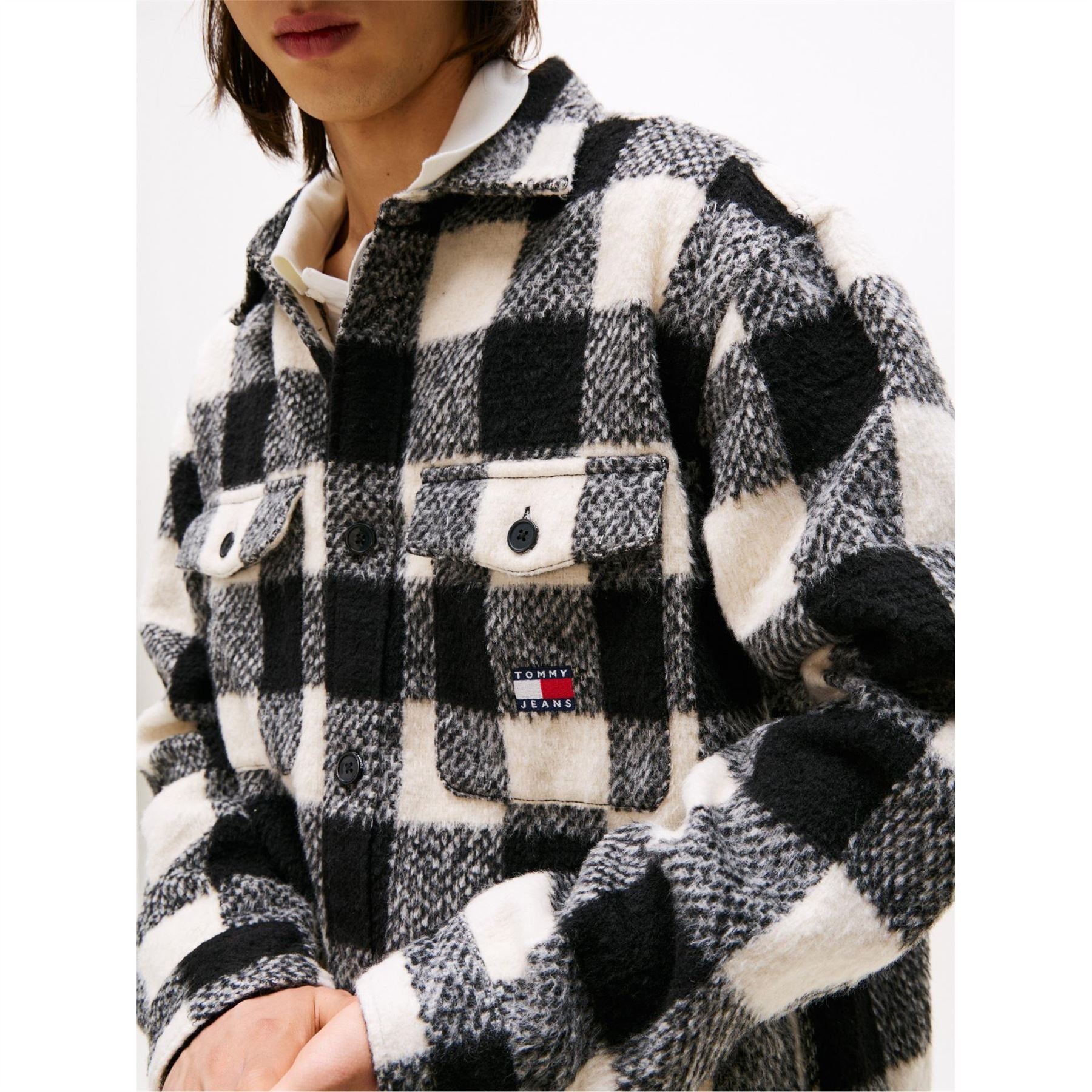 Tommy Jeans Plaid Patterned Chest Pocket Overshirt