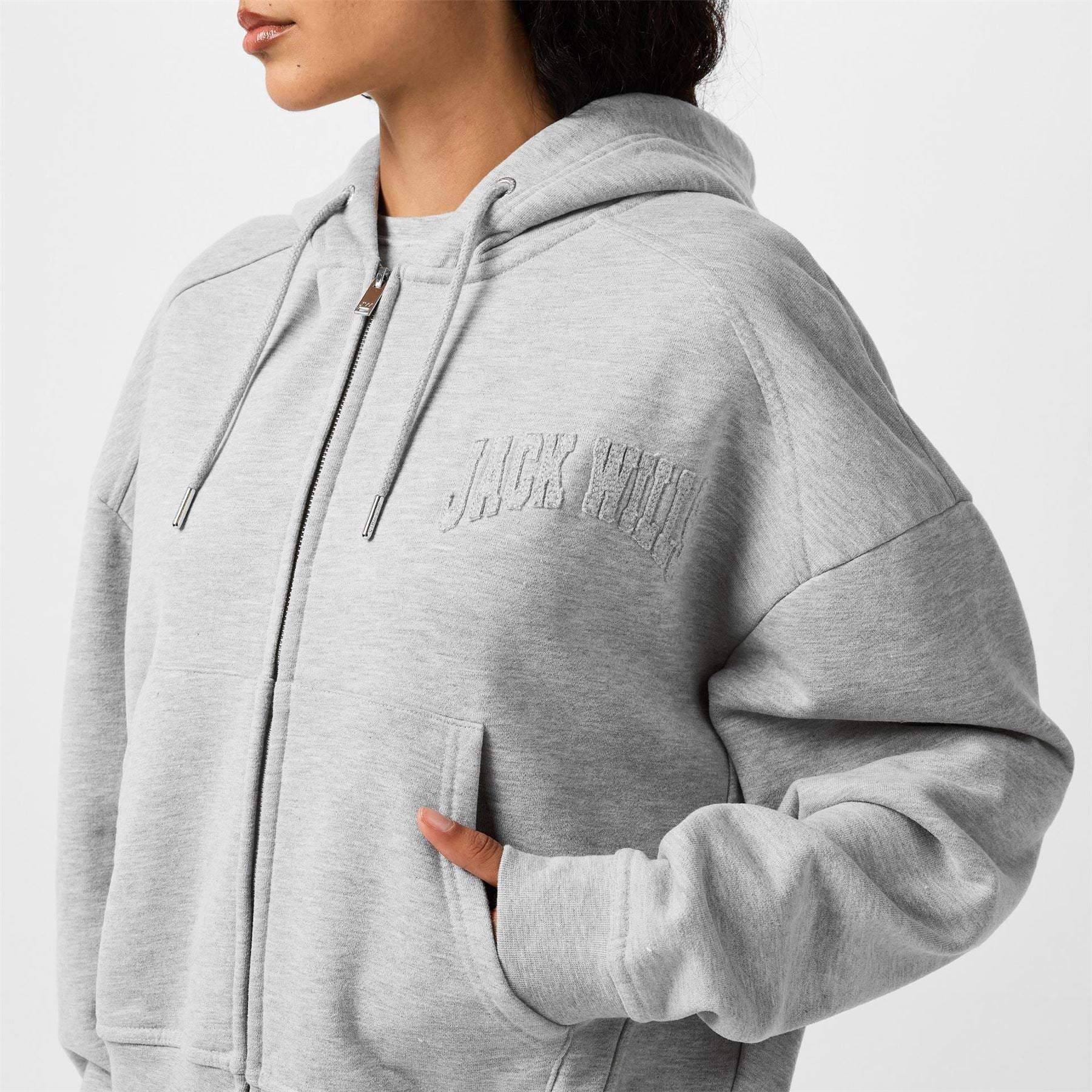 Jack Wills 2way Zip Hooded Lettering Jacket