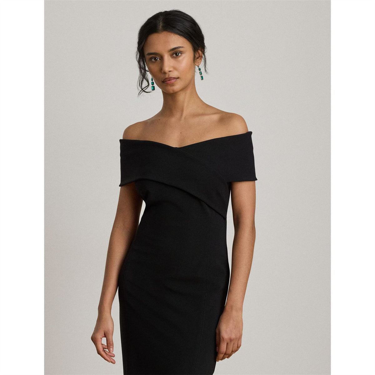 Lauren by Ralph Lauren Off-The-Shoulder Short Sleeve Maxi Gown