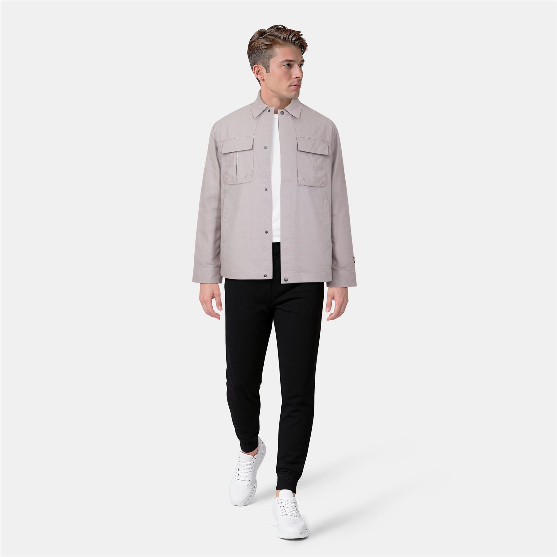 Lyle and Scott Solid Patterned Snap Button Shirt Collared Overshirt