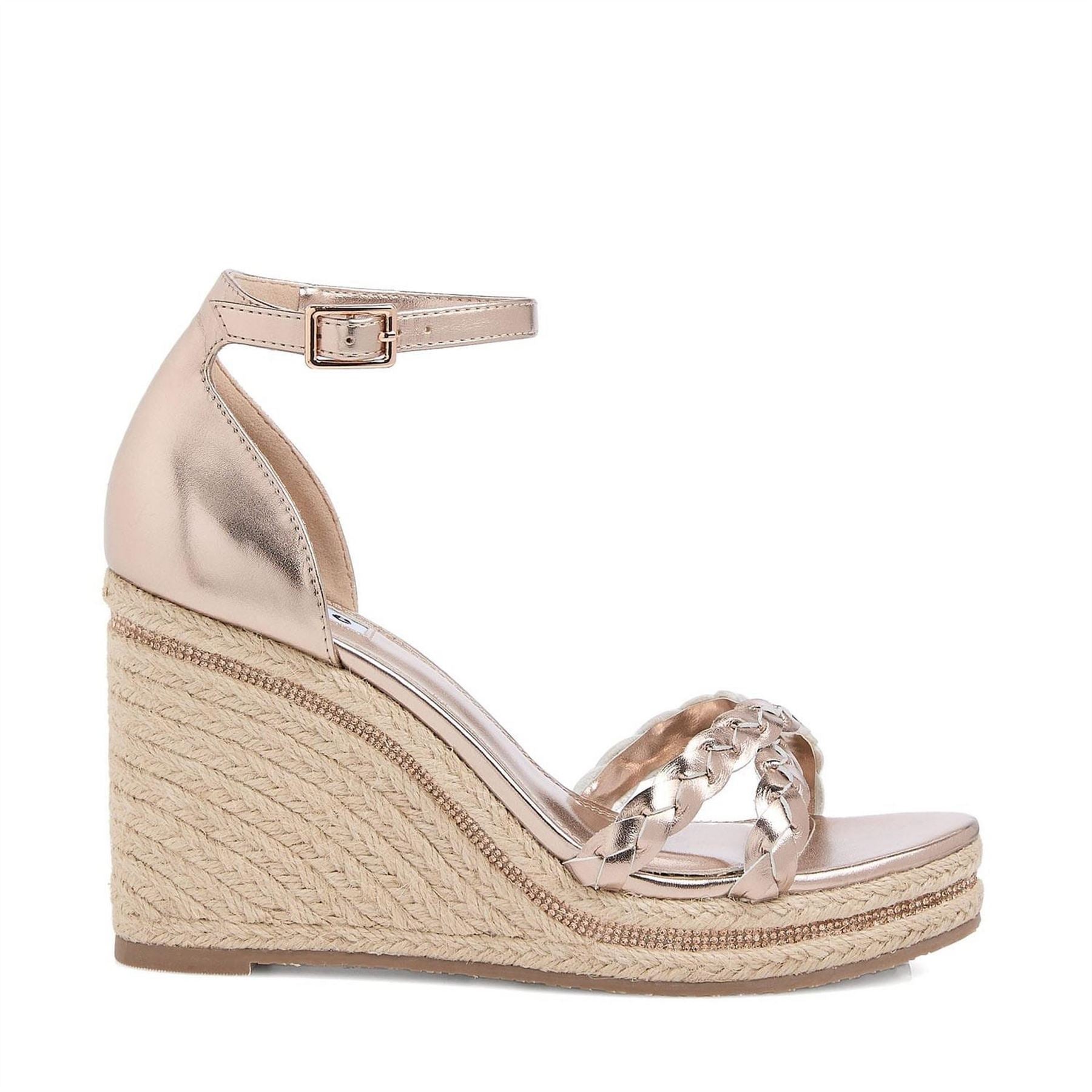 Dune London Khai Plait Detail Embellished Wedge Sandals
