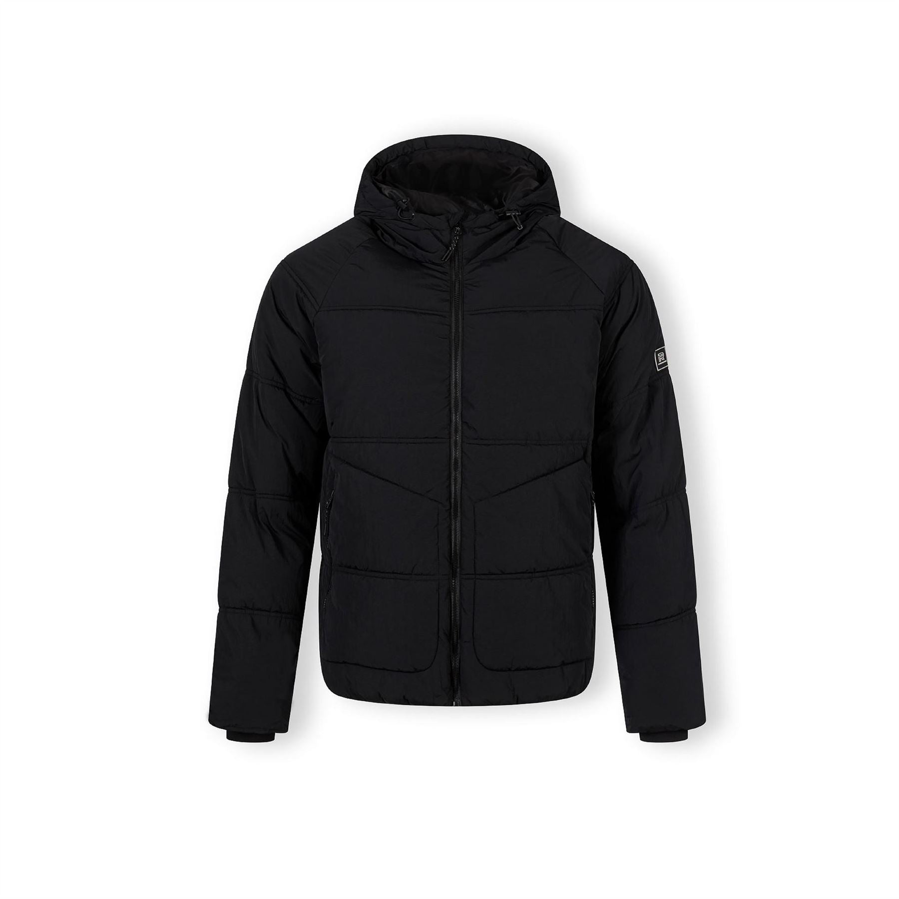 Minoti Boys Quilted Jacket With Hood And Zip Pockets Black