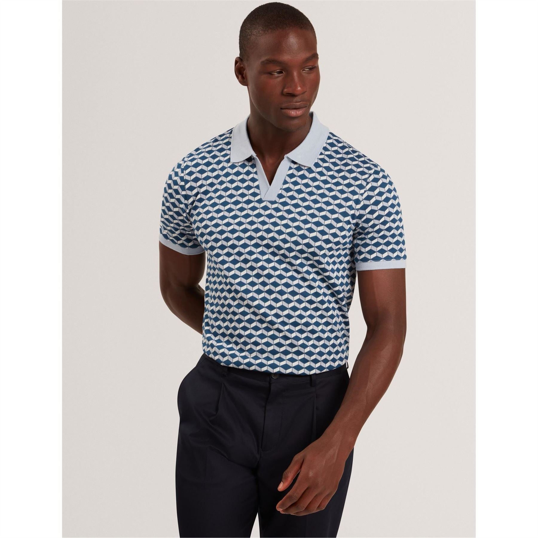 Ted Baker Jacquard Collared Short Sleeve Polo Shirt