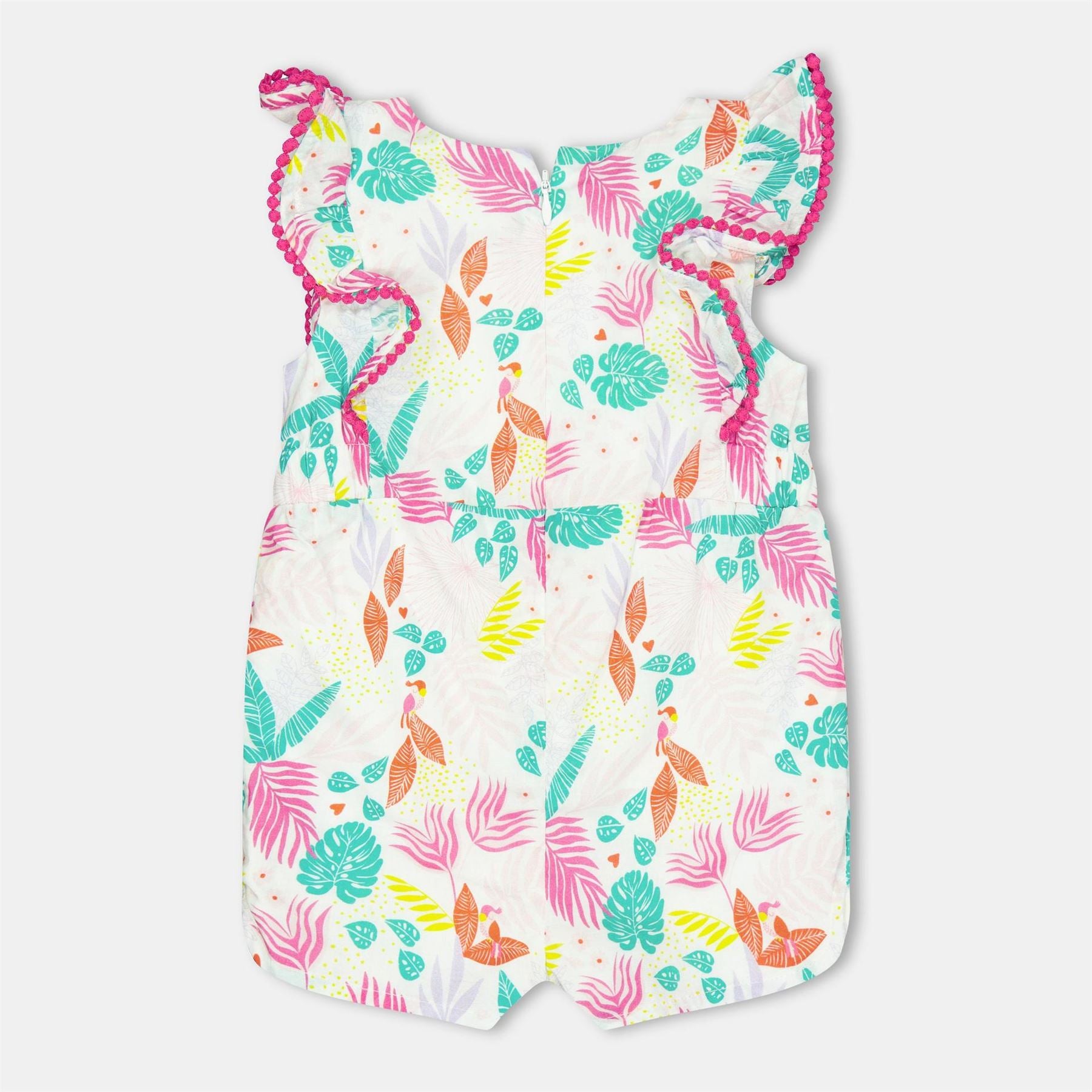 Carrement Beau Crew Neck Ruffle Sleeve Floral Patterned Onsie