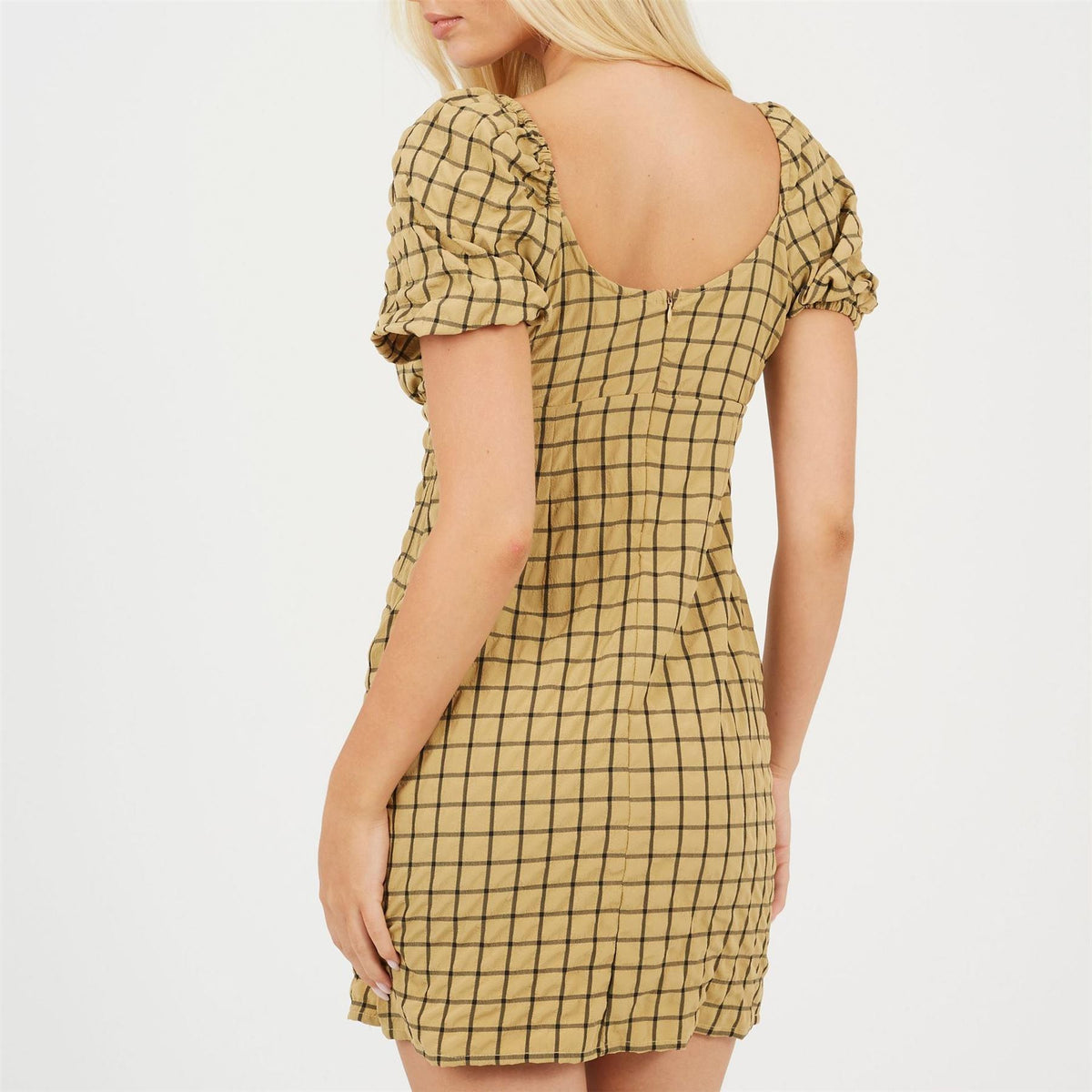 Brave Soul Puff Sleeve Square Neck Mini Dress
