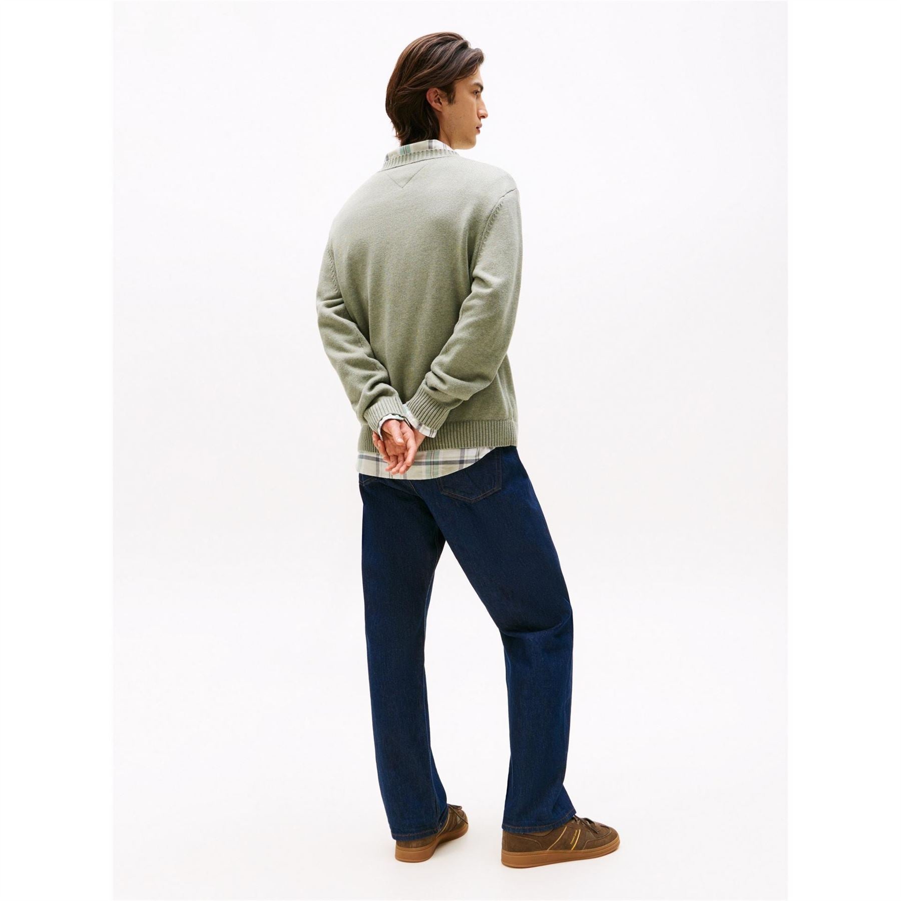 Tommy Jeans Flag Graphic Rib Crew Neck Long Sleeve Sweater