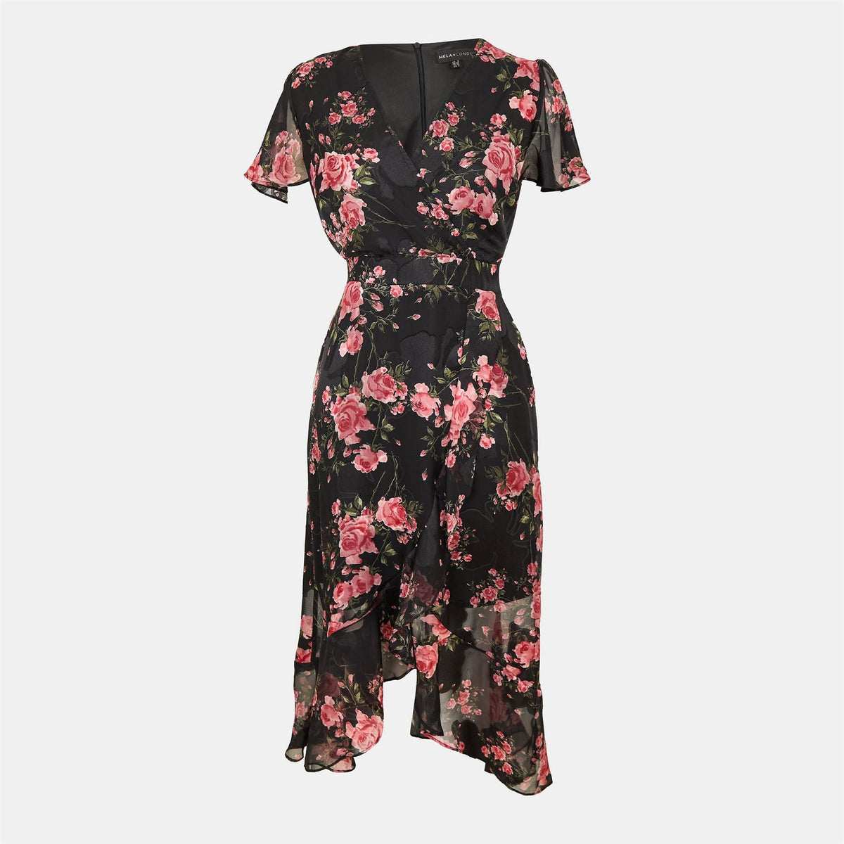 Mela London Rose Print Midi Wrap Dress