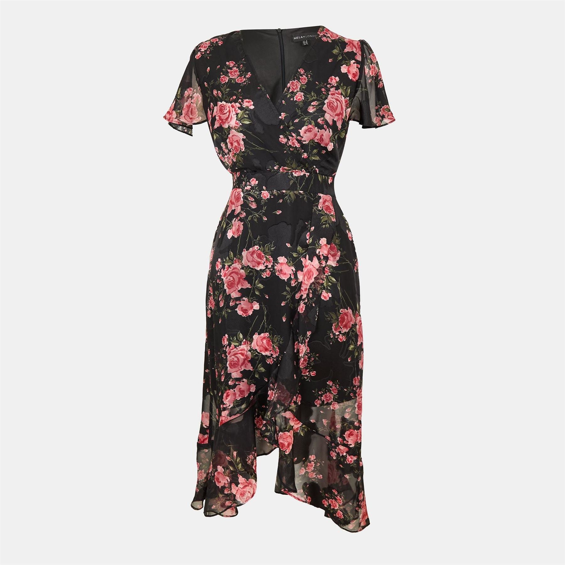 Mela London Rose Print Midi Wrap Dress