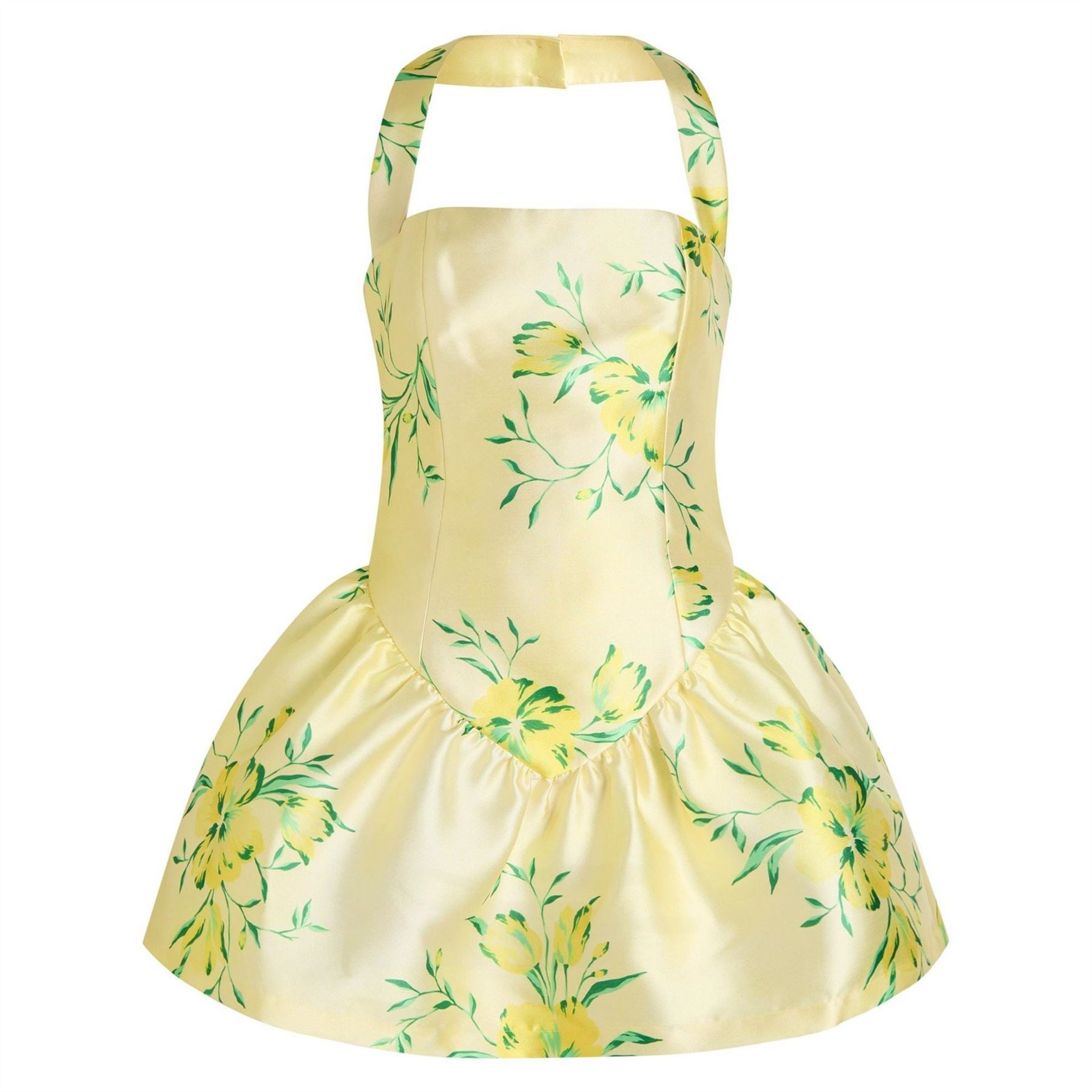De La Vali Aura Halter Puff Mini Dress