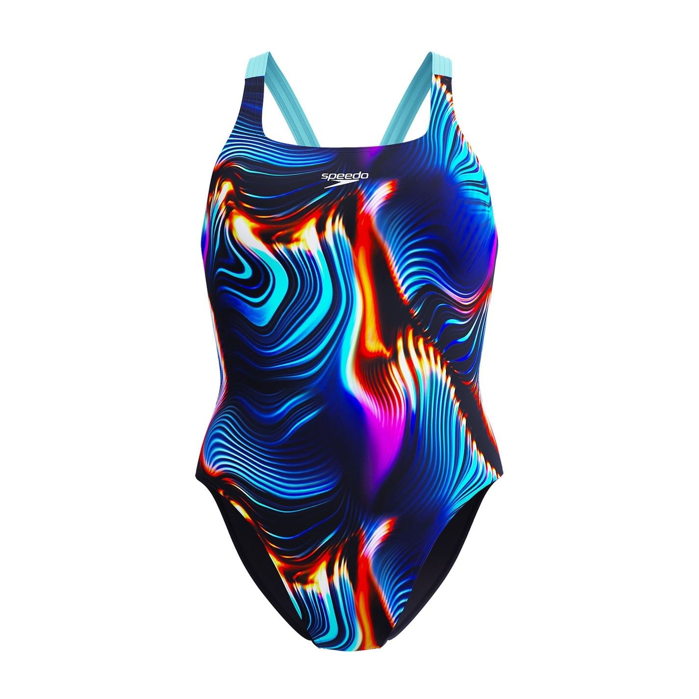 Speedo Abstract Patterned Leader Back One Piece Swimsuit