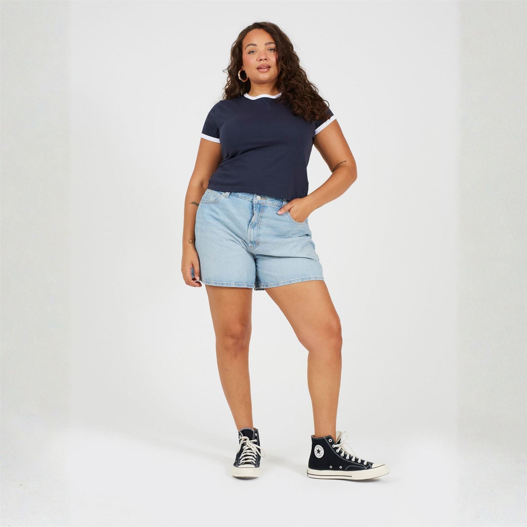 Brave Soul Plus Size Short Sleeve T Shit With Contrast Neck And Sleeve Rib
