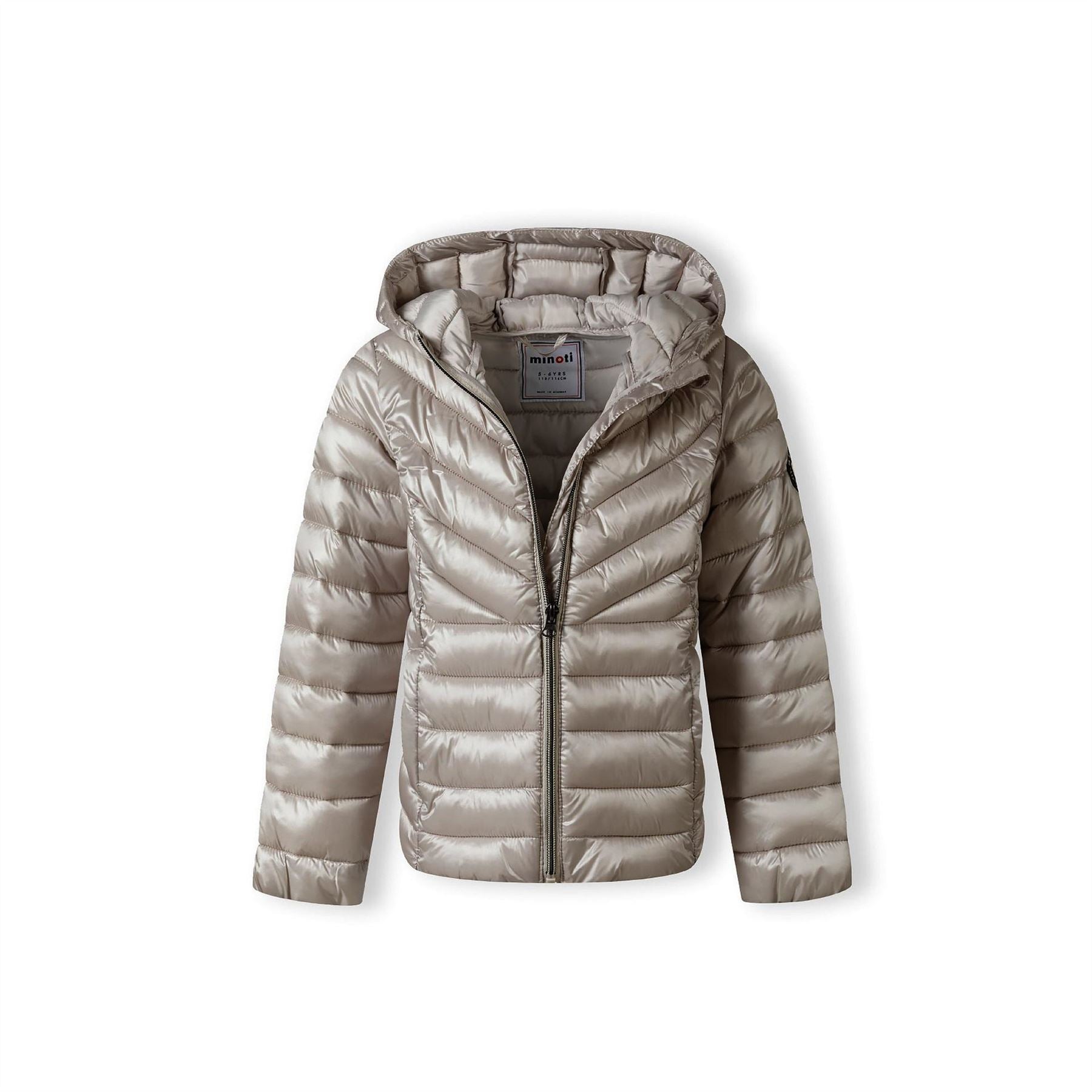 Minoti Girls Quilted Jacket With Hood Zip Fastening Grey