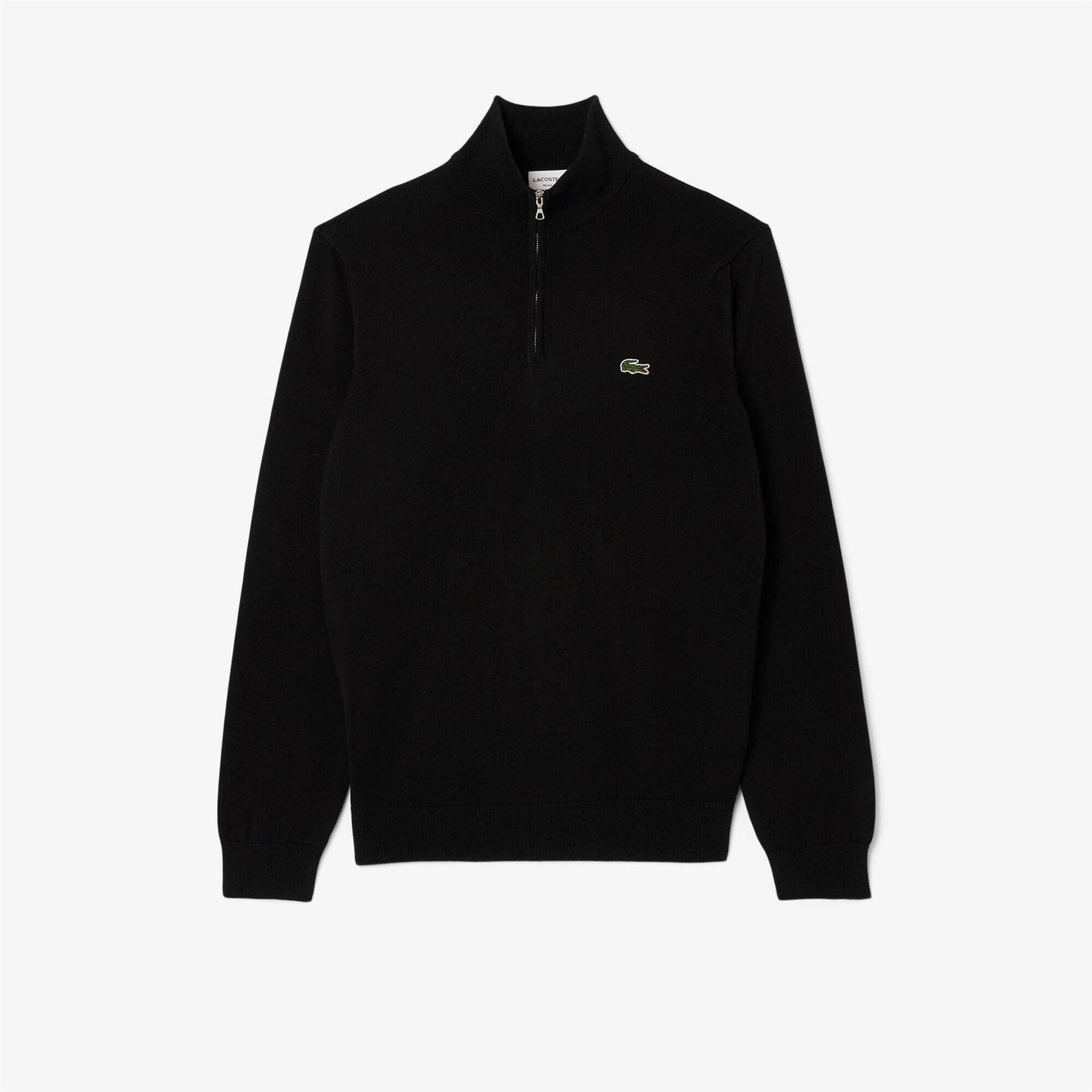 Lacoste Quarter Zip Cotton Fine Knit Crew Neck Jumper