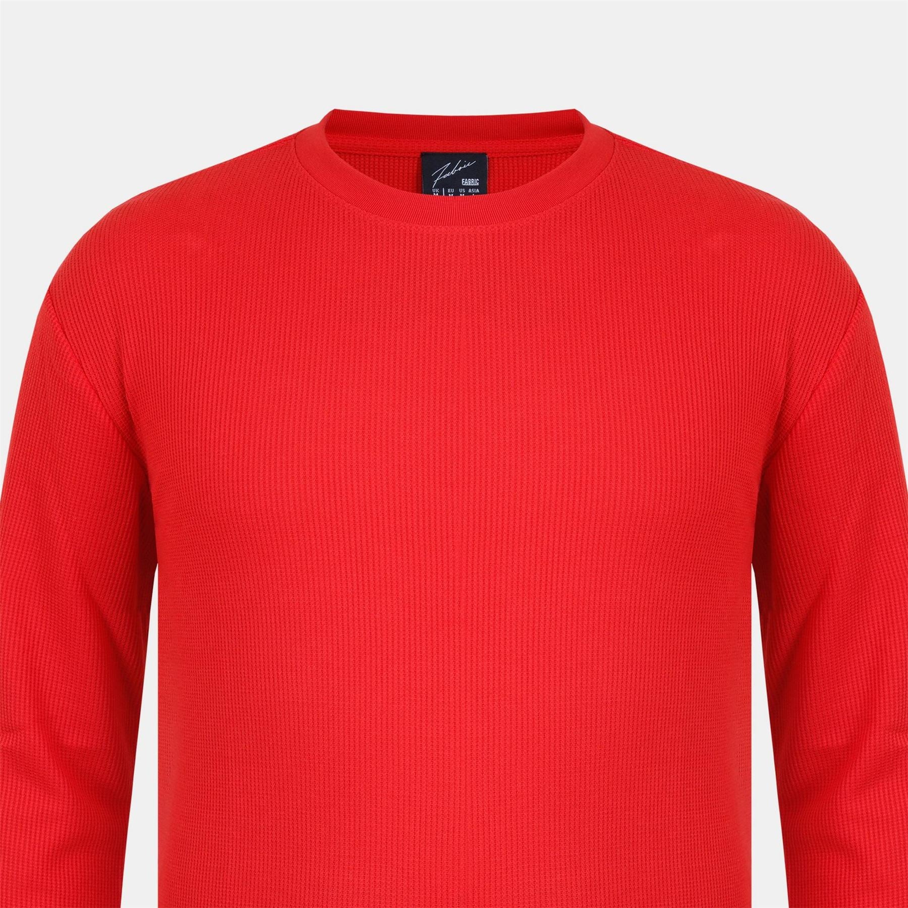 Fabric Crew Neck Long Sleeve Waffle T-Shirt