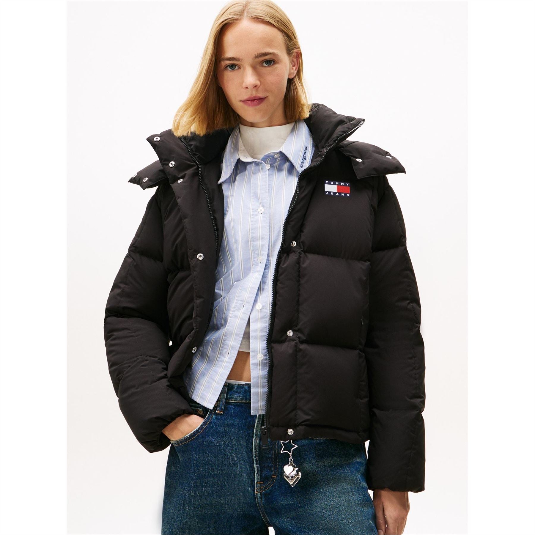 Tommy Jeans Alaska Water Resistant Long Sleeve Short Puffer Jacket