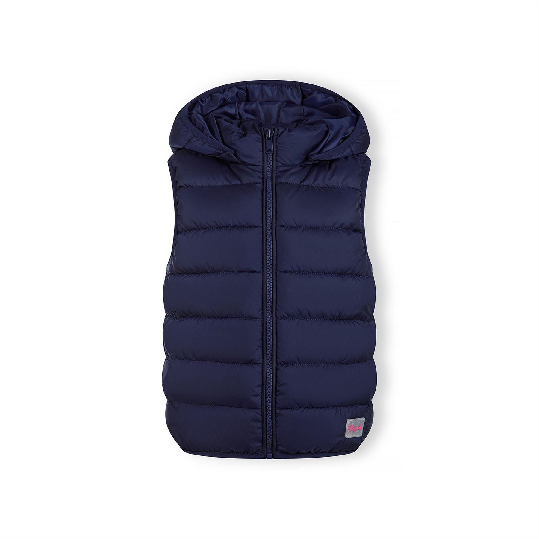 Minoti Girls Quilted Gilet Full Zip Detachable Hood Navy
