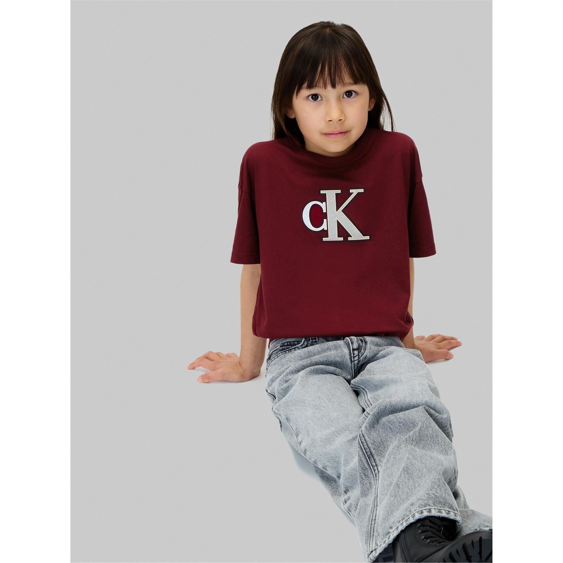 Calvin Klein Jeans Big Logo Print Cropped Crew Neck T-Shirt
