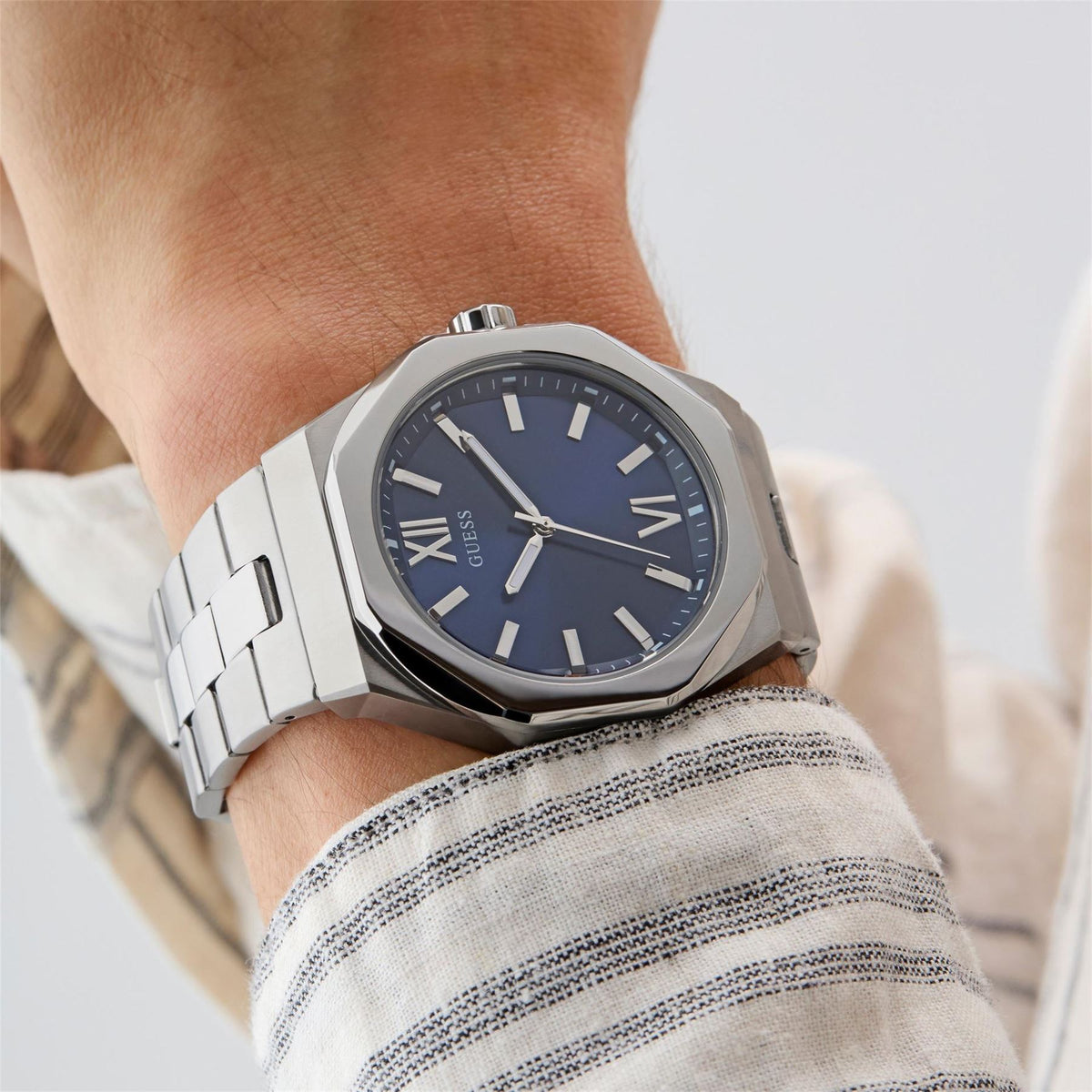 Guess Octagonal Stainless Steel Analogue Quartz Watch