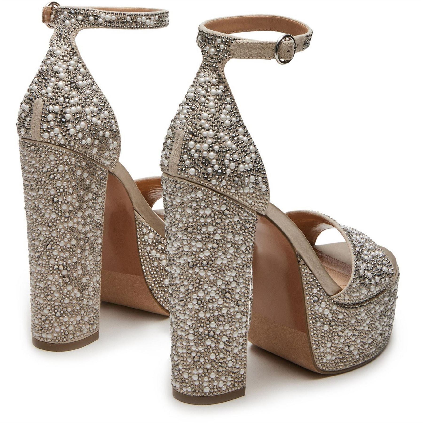 Steve Madden Glam High Heel Open Toe Textured Sandals
