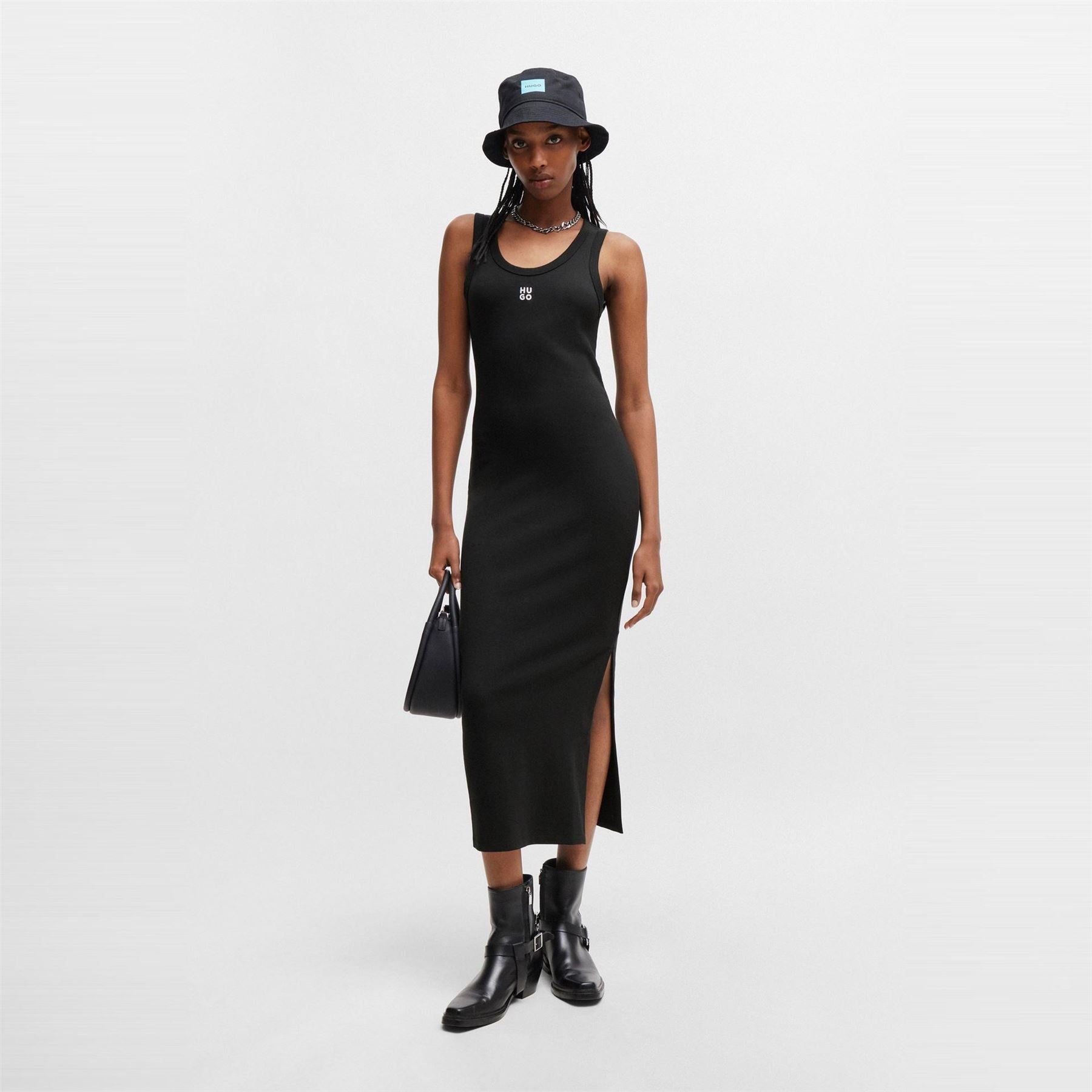 Hugo Nalimera Scoop Neck Sleeveless Midi Bodycon Dress